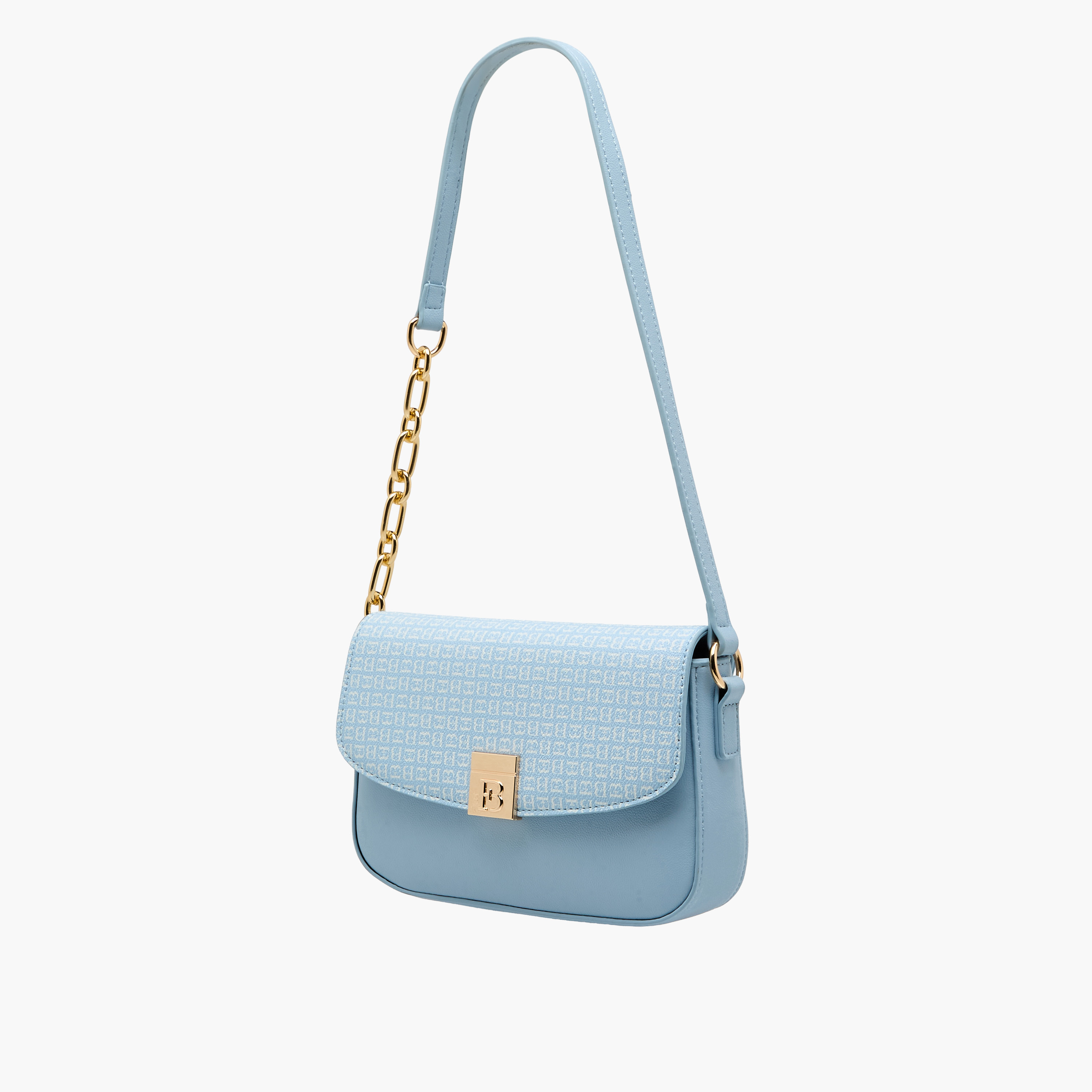 Flora Bella Monogram Print Shoulder Bag with Magnetic Button Closure-women-bagsandwallets-handbags-image-3