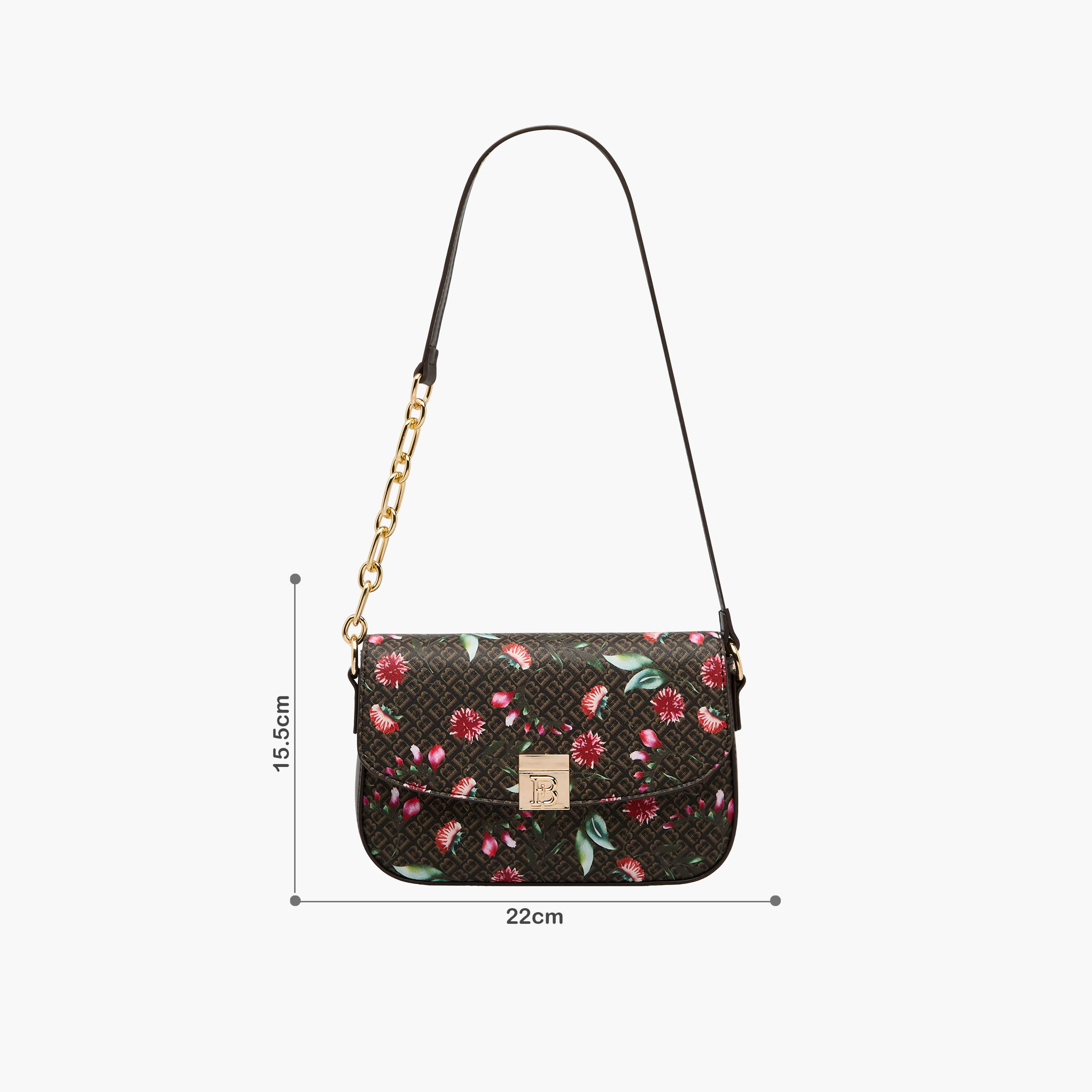 Flora Bella Monogram Print Shoulder Bag with Magnetic Button Closure-women-bagsandwallets-handbags-image-2