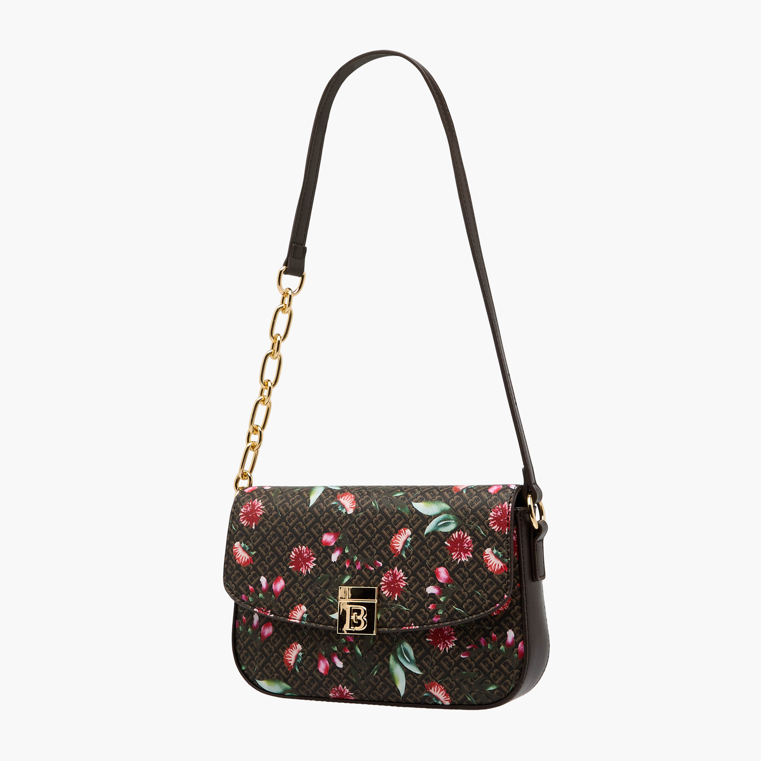 Flora Bella Monogram Print Shoulder Bag with Magnetic Button Closure-women-bagsandwallets-handbags-image-3