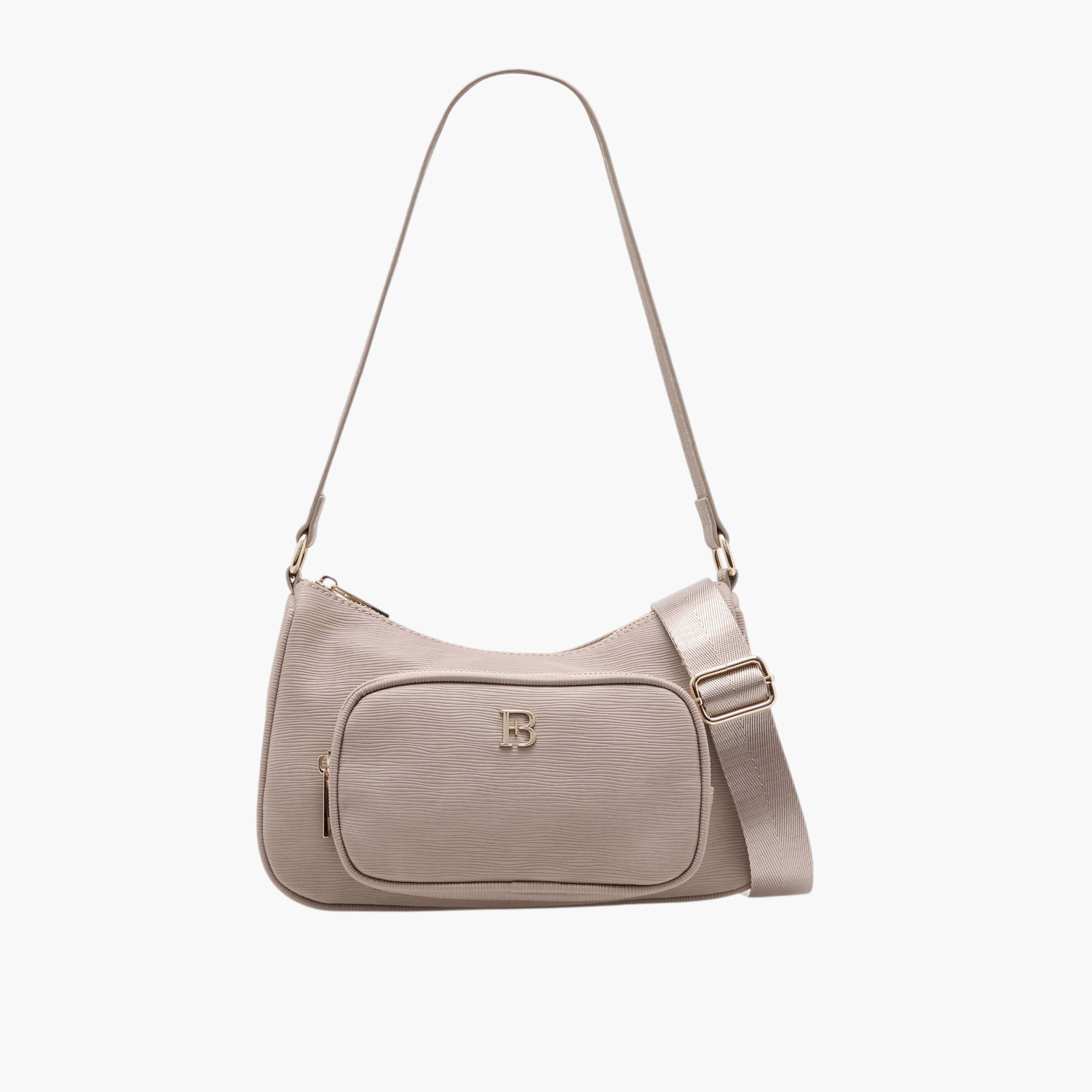 شنطة كروس بودي بارزة الملمس بحزام قابل للفصل وسحاب إغلاق من فلورا بيلا-women-bagsandwallets-handbags-image-1