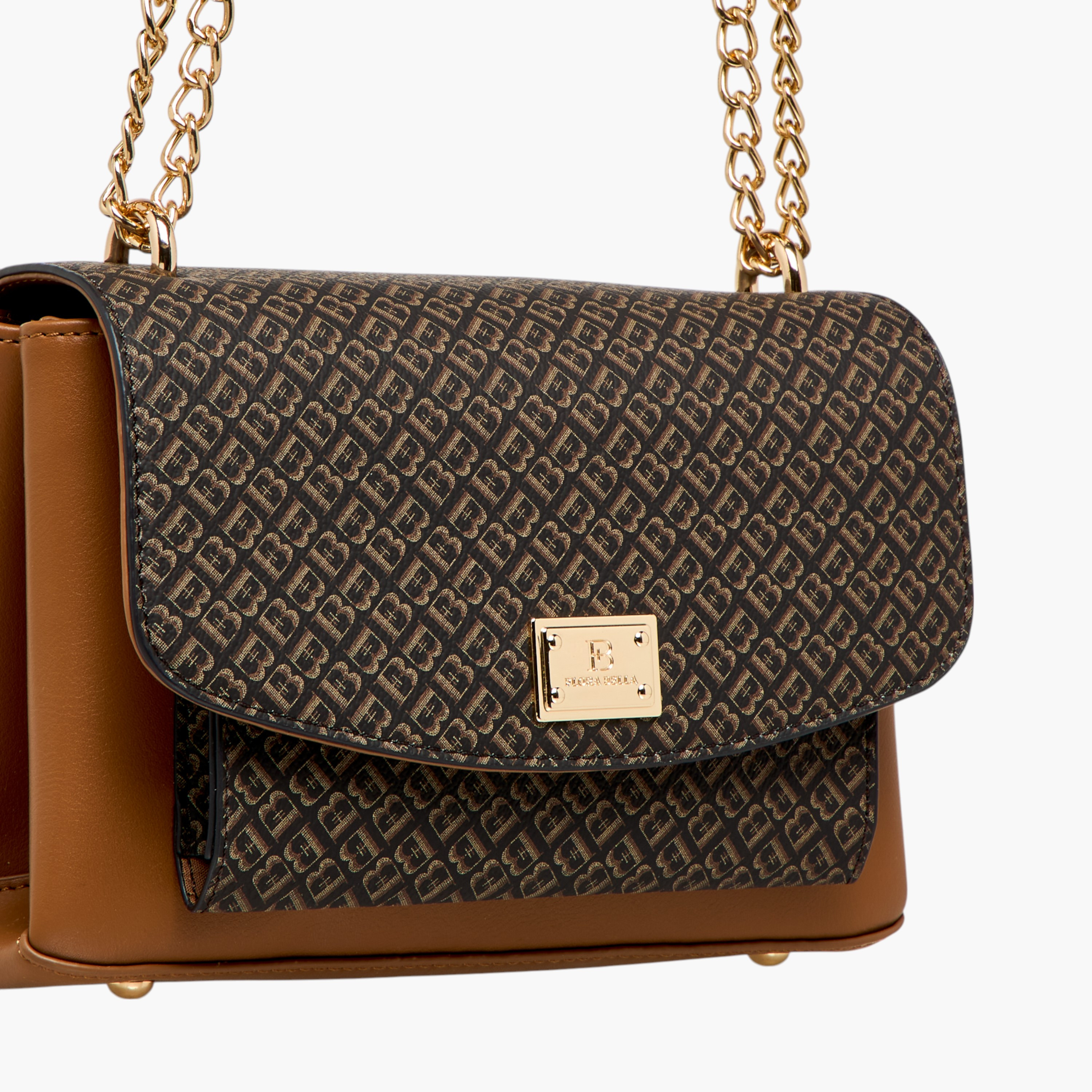 Flora Bella Monogram Print Crossbody Bag with Chain Strap and Flap Closure-women-bagsandwallets-handbags-image-6