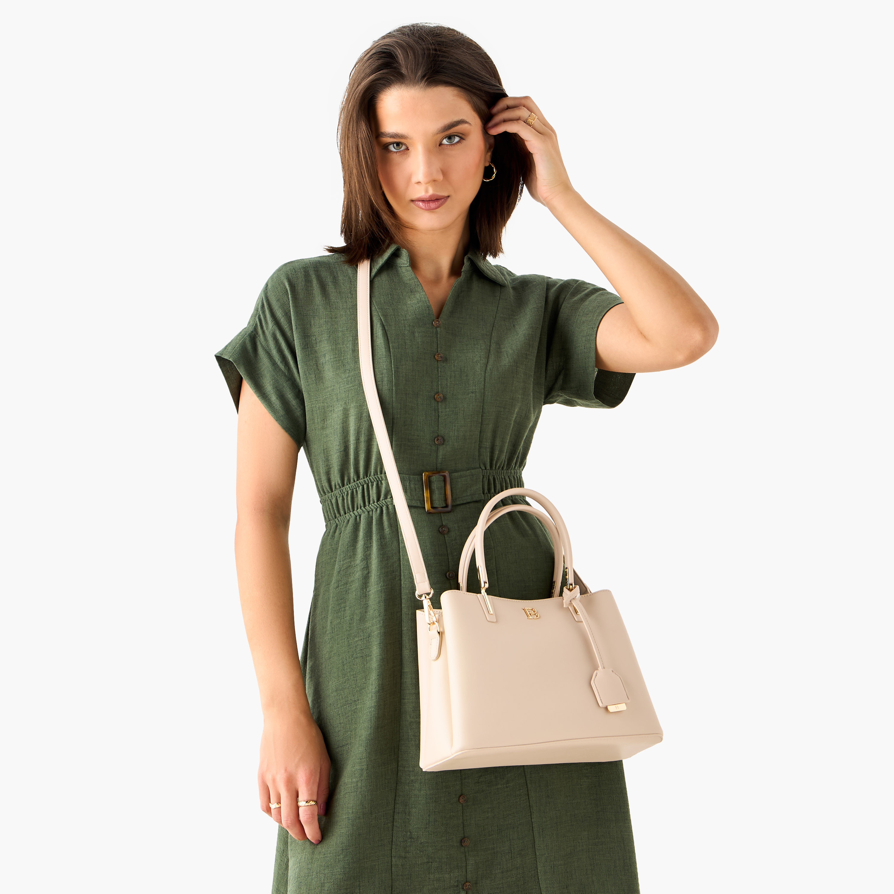 Flora Bella Solid Tote Bag with Detachable Strap and Zip Closure-women-bagsandwallets-handbags-image-2