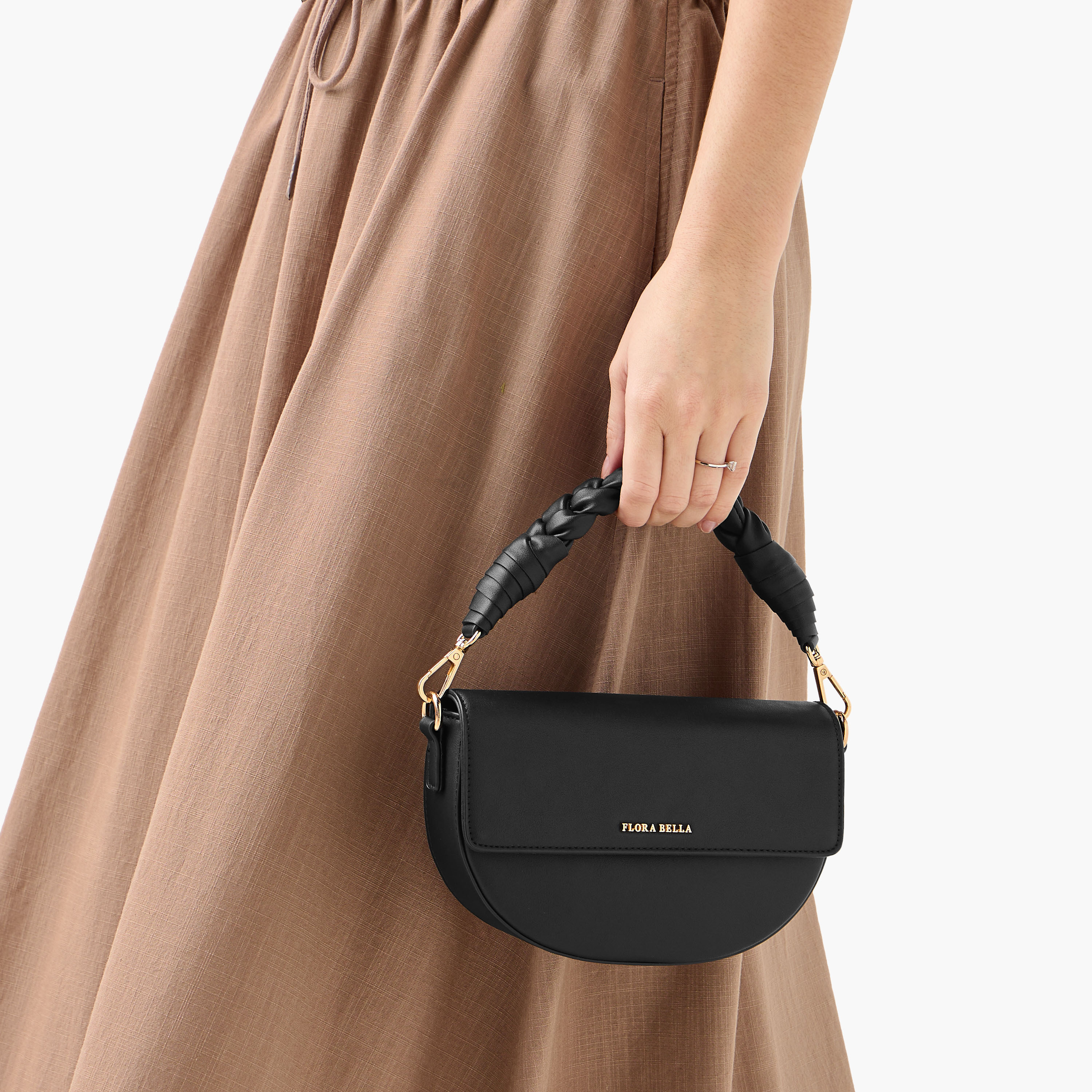 شنطة كروس بودي سادة بحزام قابل للفصل وزر إغلاق من فلورا بيلا-women-bagsandwallets-handbags-image-2