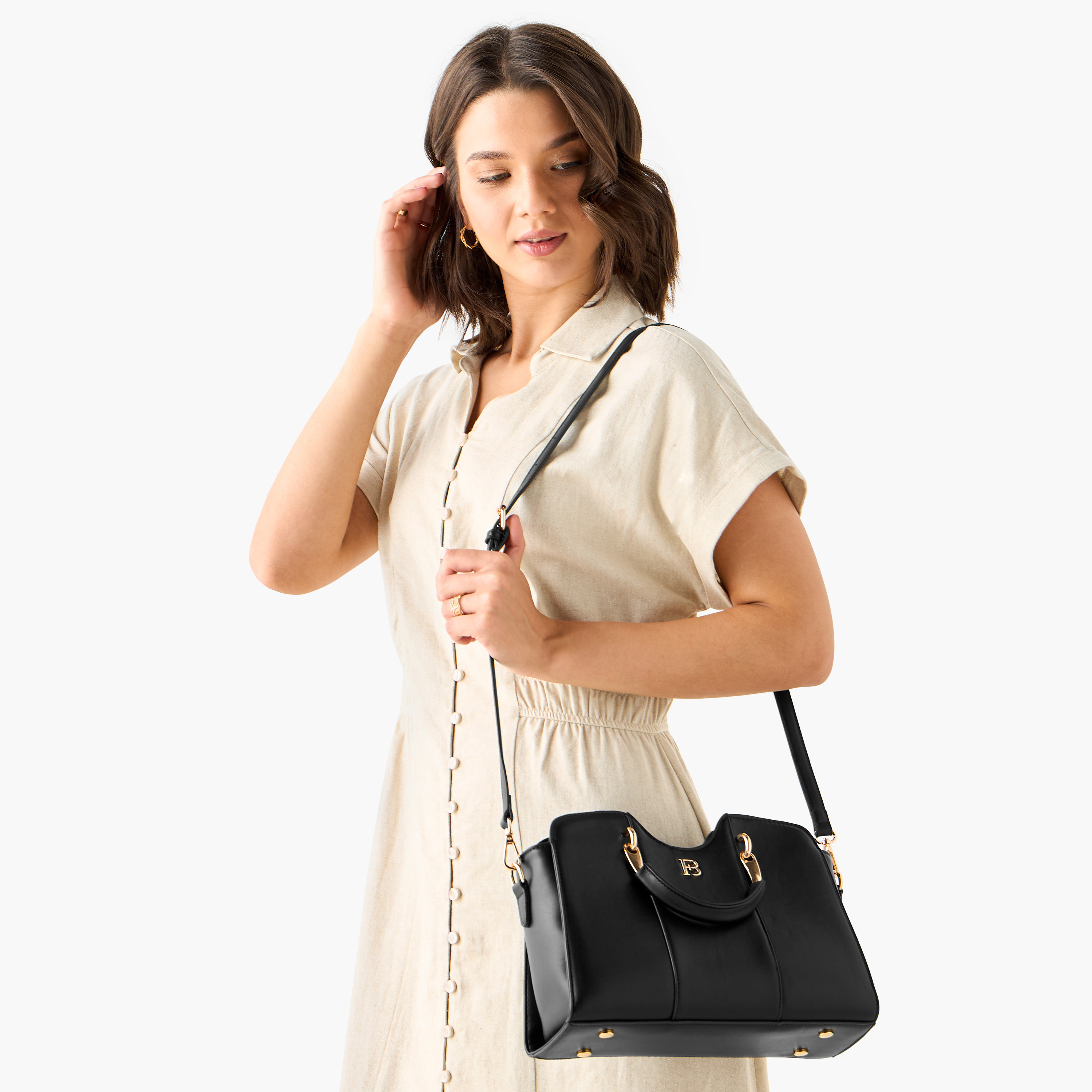 Flora Bella Solid Tote Bag with Detachable Strap and Zip Closure-women-bagsandwallets-handbags-image-3