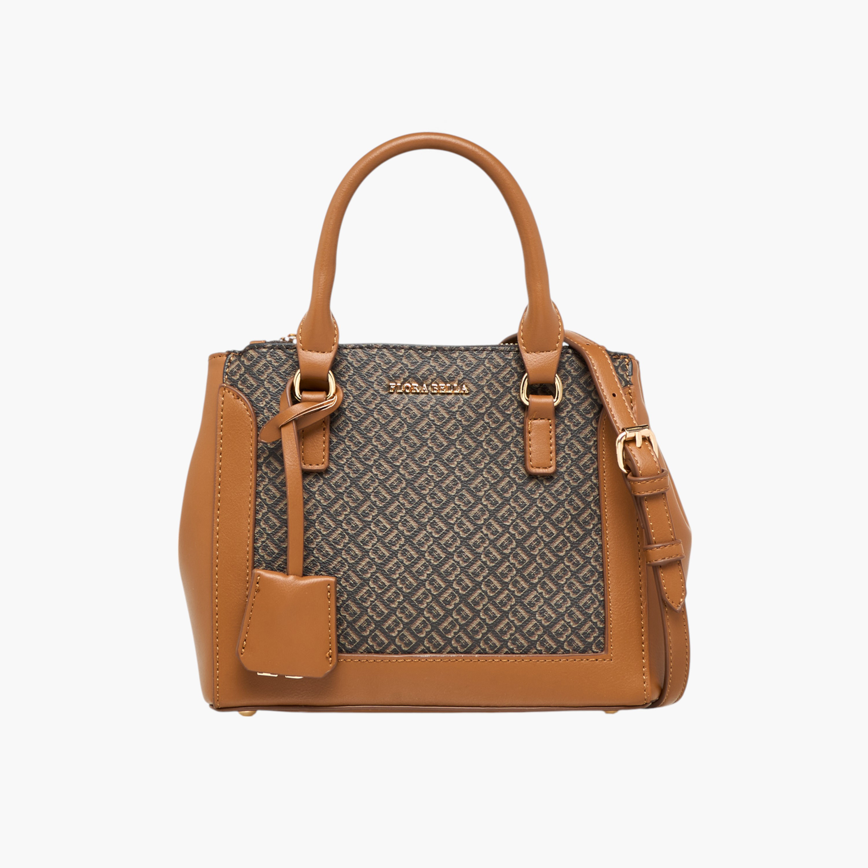 Flora Bella Monogram Print Tote Bag with Top Handles and Detachable Strap-women-bagsandwallets-handbags-image-1