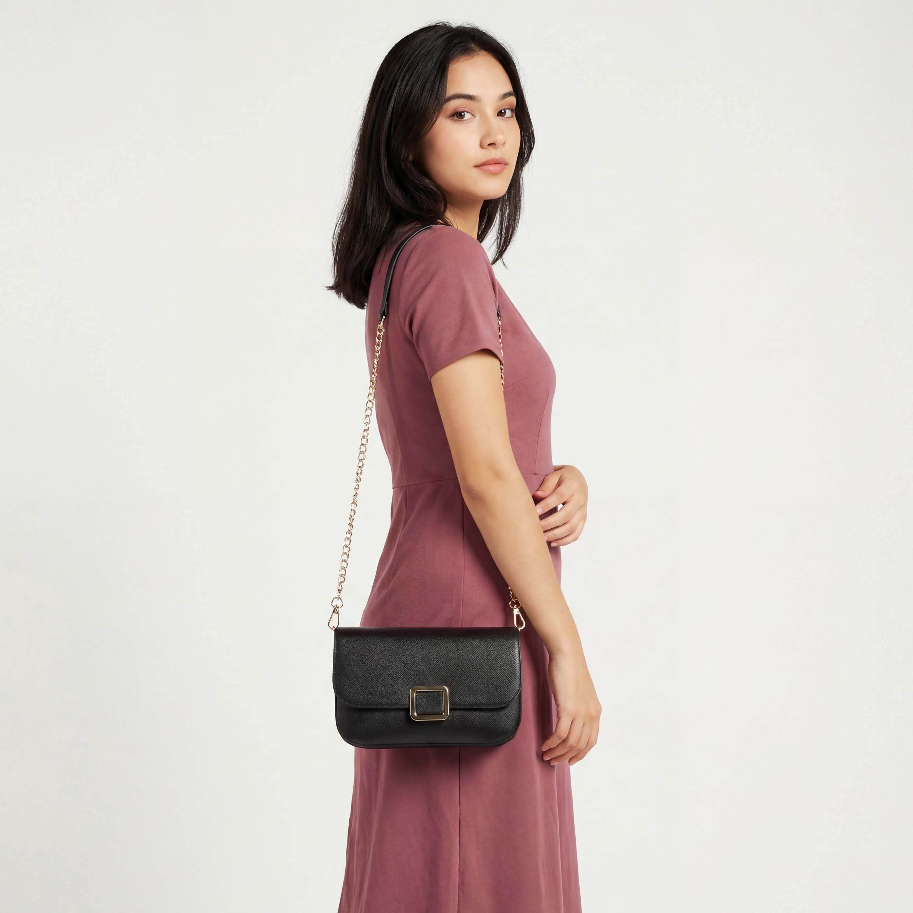 شنطة كروسبودي بارزة الملمس بحزام سلسلة قابل للفصل من فلورا بيلا-women-bagsandwallets-handbags-image-3