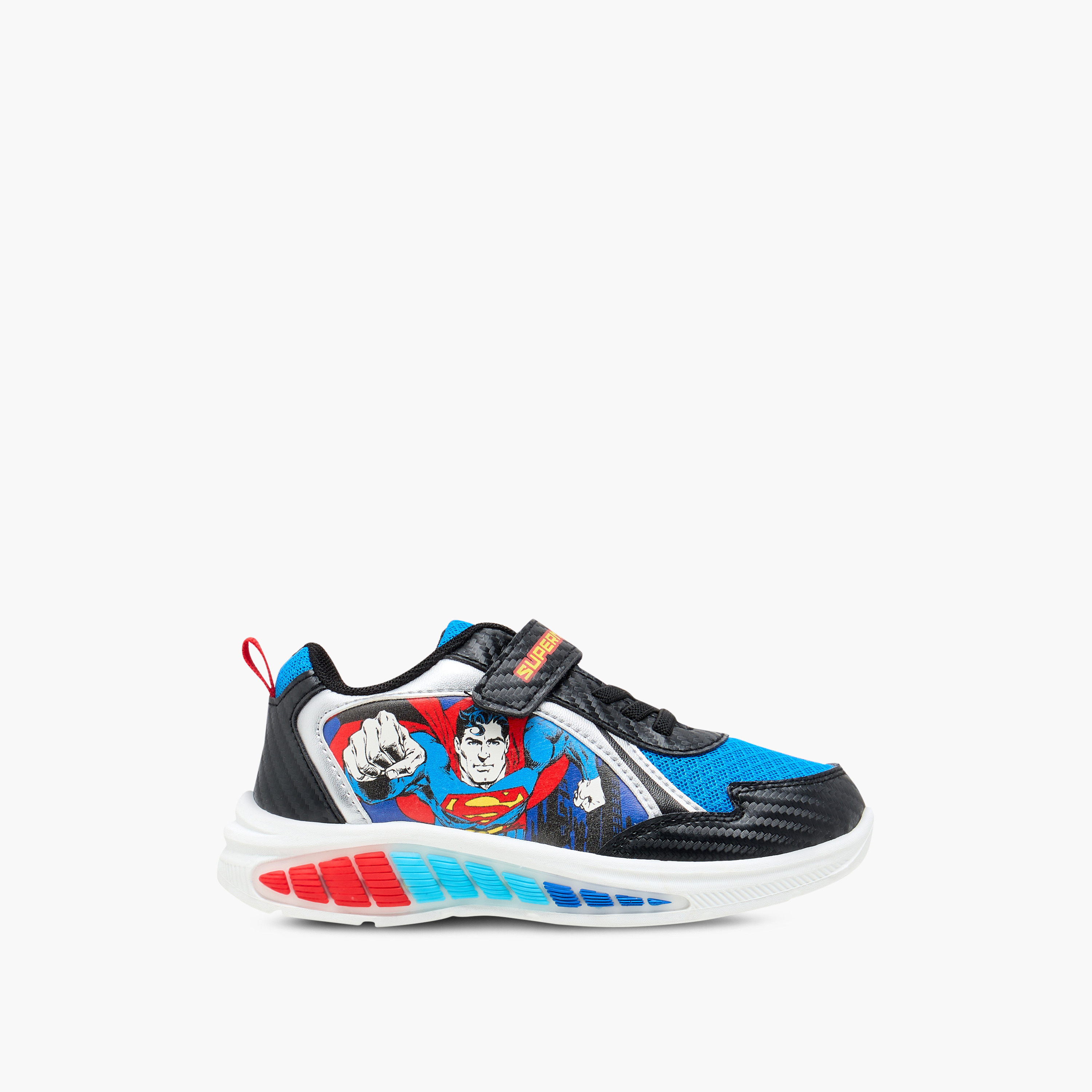Superman Printed Light-Up Sneakers with Hook and Loop Closure-boys-shoes-sneakers-image-3