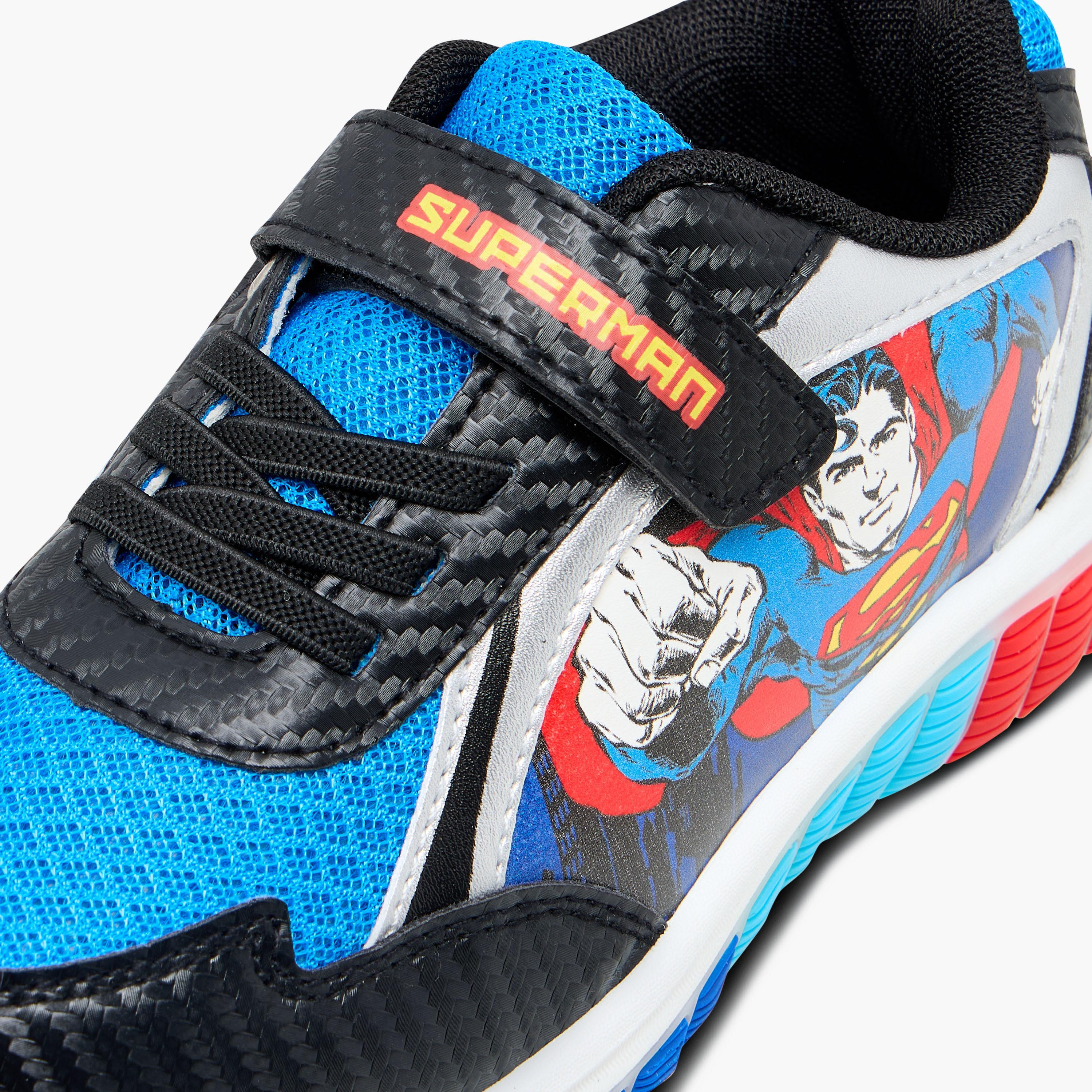 Superman Printed Light-Up Sneakers with Hook and Loop Closure-boys-shoes-sneakers-image-5