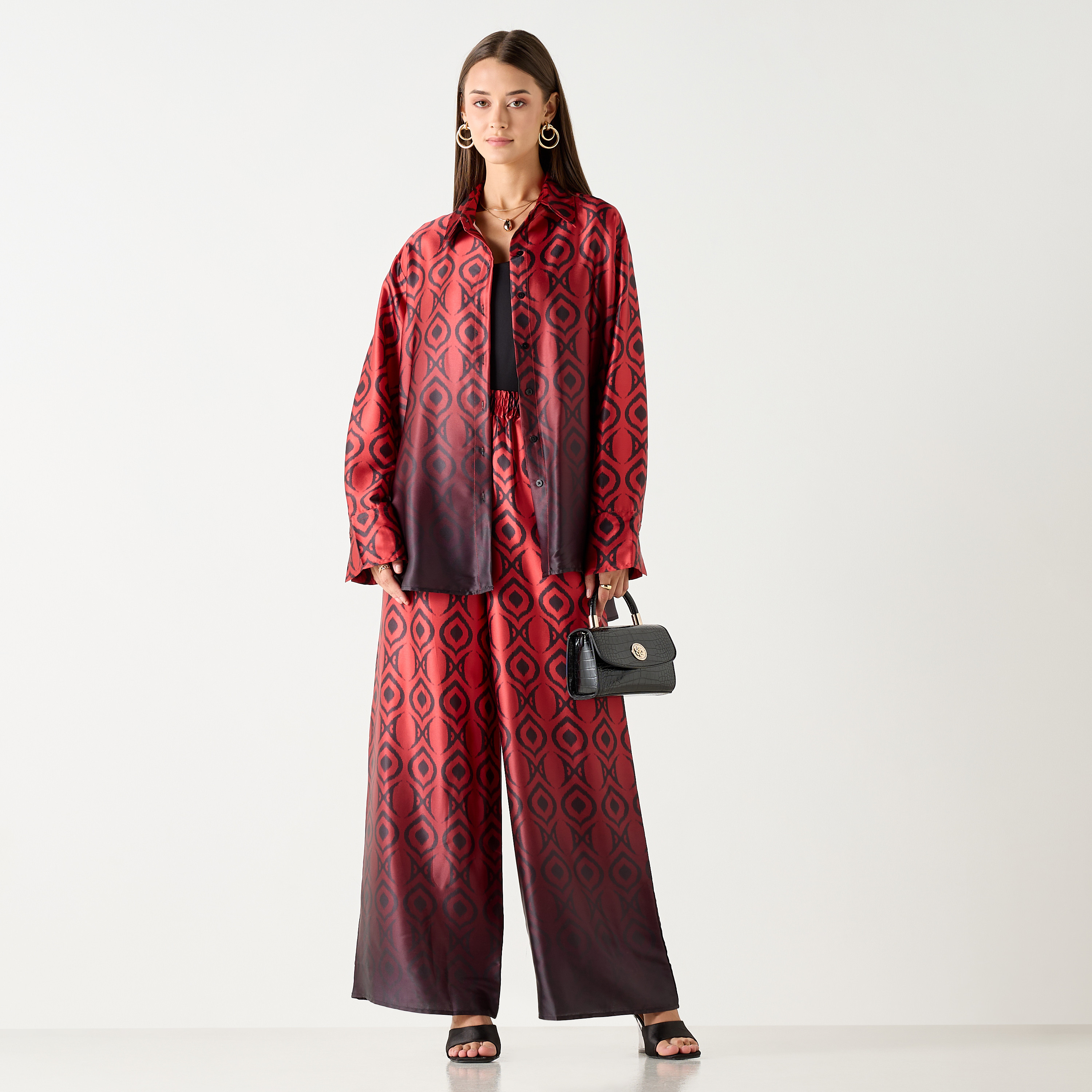 بنطلون واسع الساقين بخصر مطاطي وجيوب وطبعات من سي نوار-women-clothing-bottoms-trousers-image-2