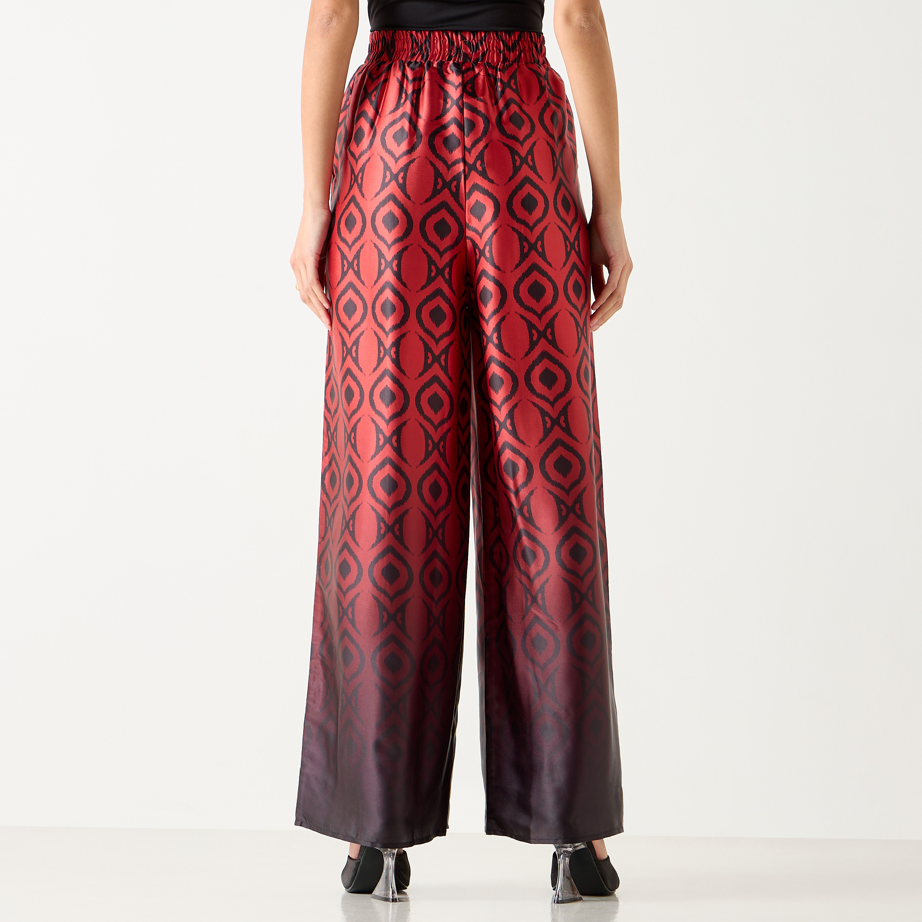 بنطلون واسع الساقين بخصر مطاطي وجيوب وطبعات من سي نوار-women-clothing-bottoms-trousers-image-3