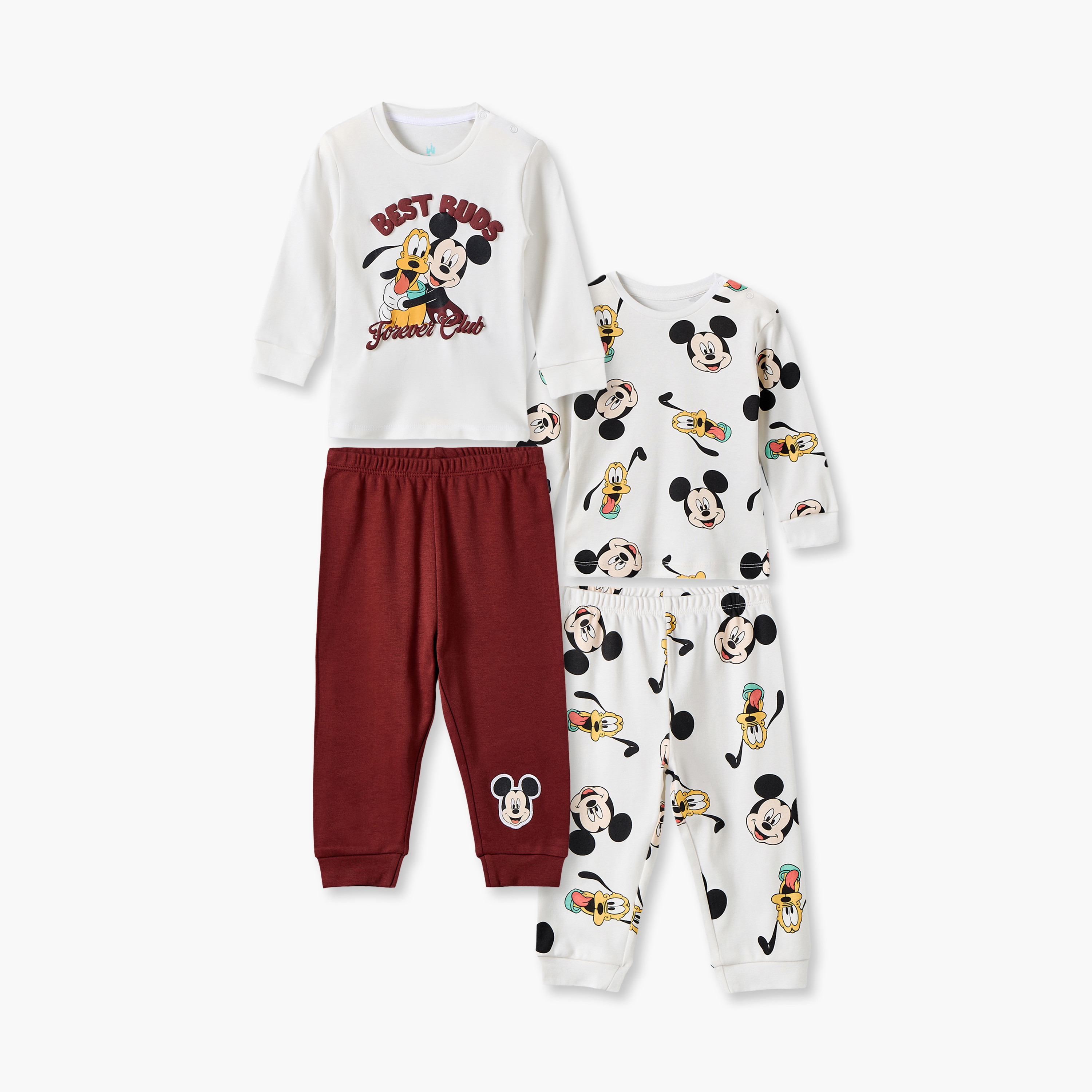 Pack of 2 Disney Crew Neck Long Sleeves Pyjama Set with Mickey and Goofy Print-baby-boys-clothing-nightwear-pyjamasets-image-1