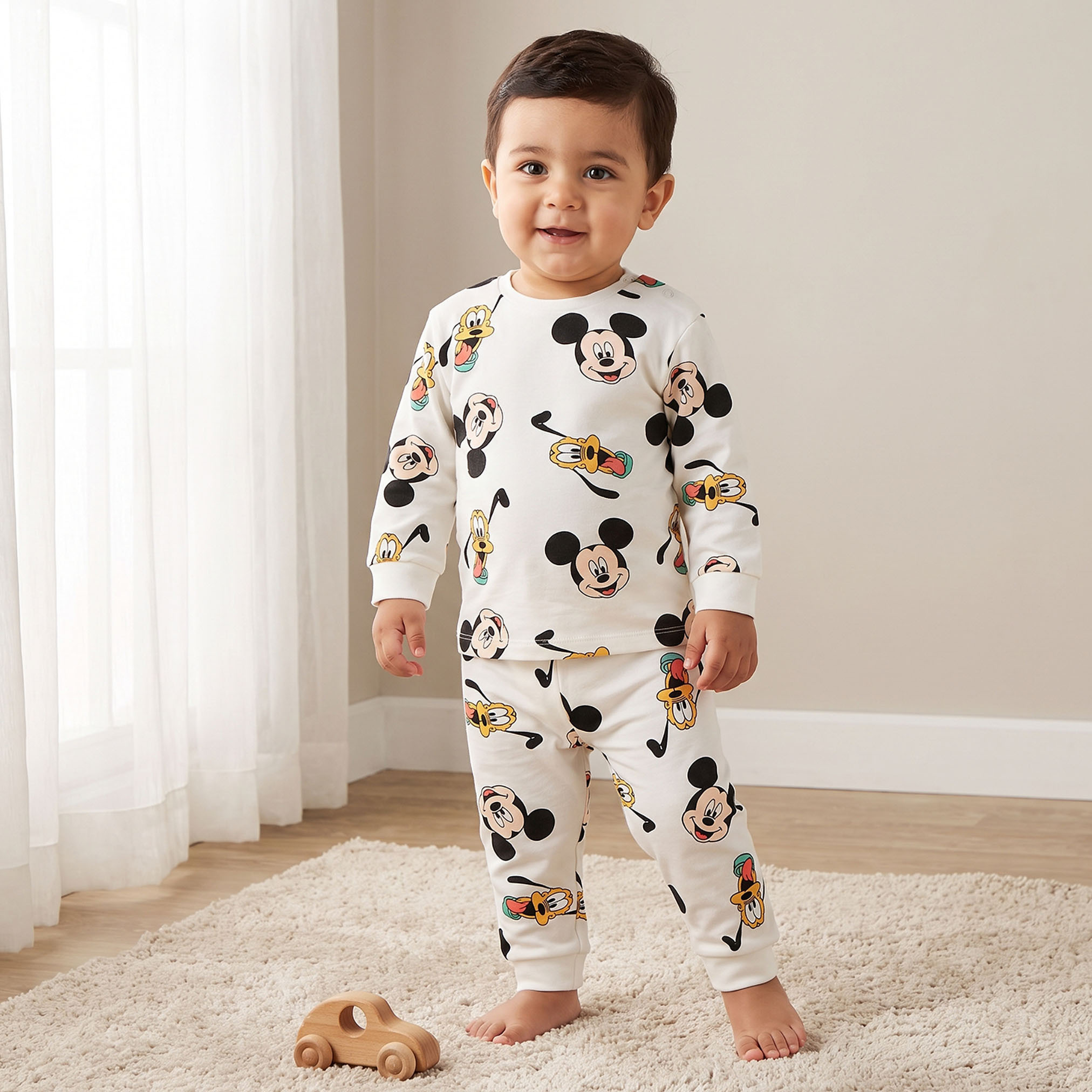 Pack of 2 Disney Crew Neck Long Sleeves Pyjama Set with Mickey and Goofy Print-baby-boys-clothing-nightwear-pyjamasets-image-2
