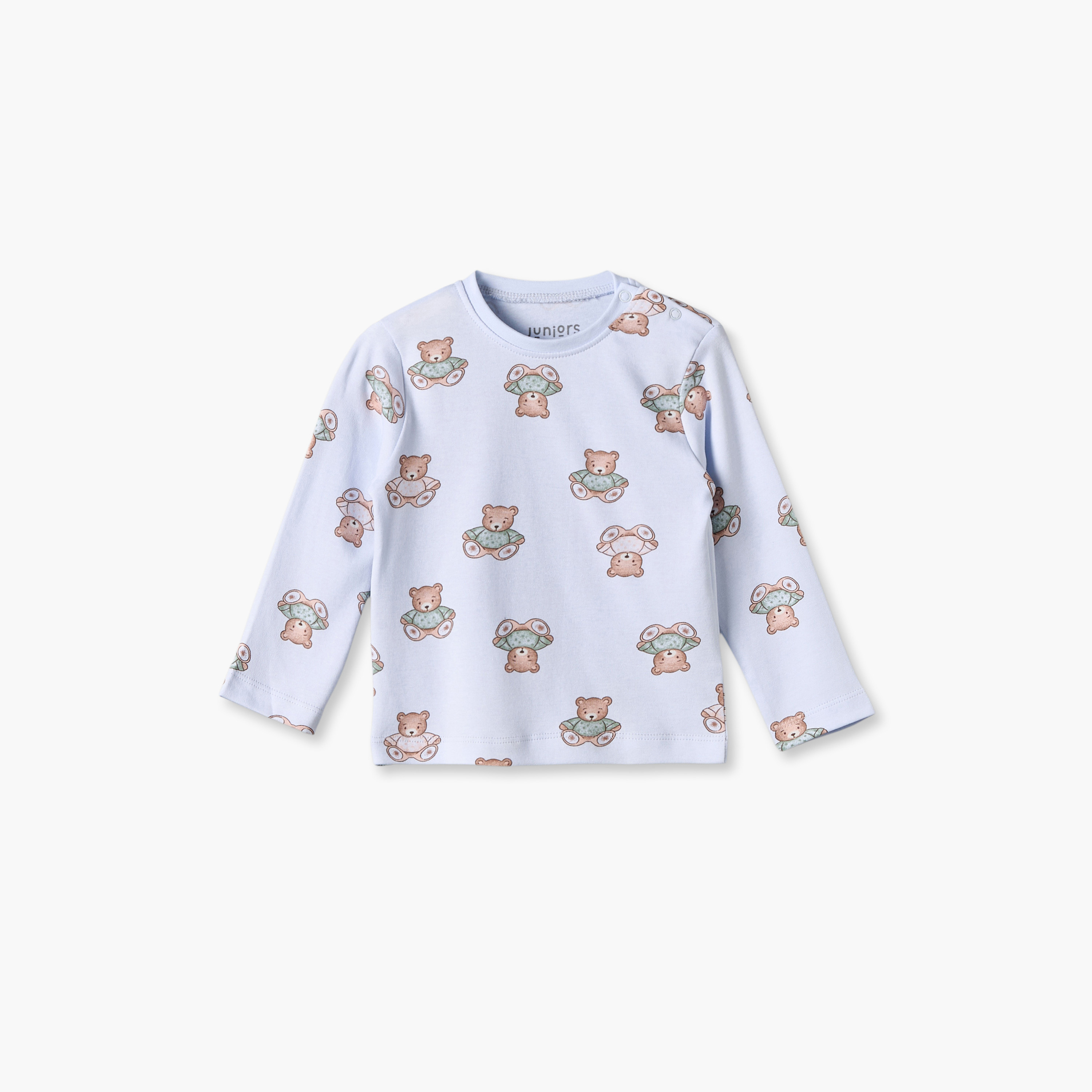Pack of 3 Juniors Cotton Crew Neck Long Sleeves Pyjama Set with Teddy Bear Print-baby-girls-clothing-nightwear-pyjamasets-image-7