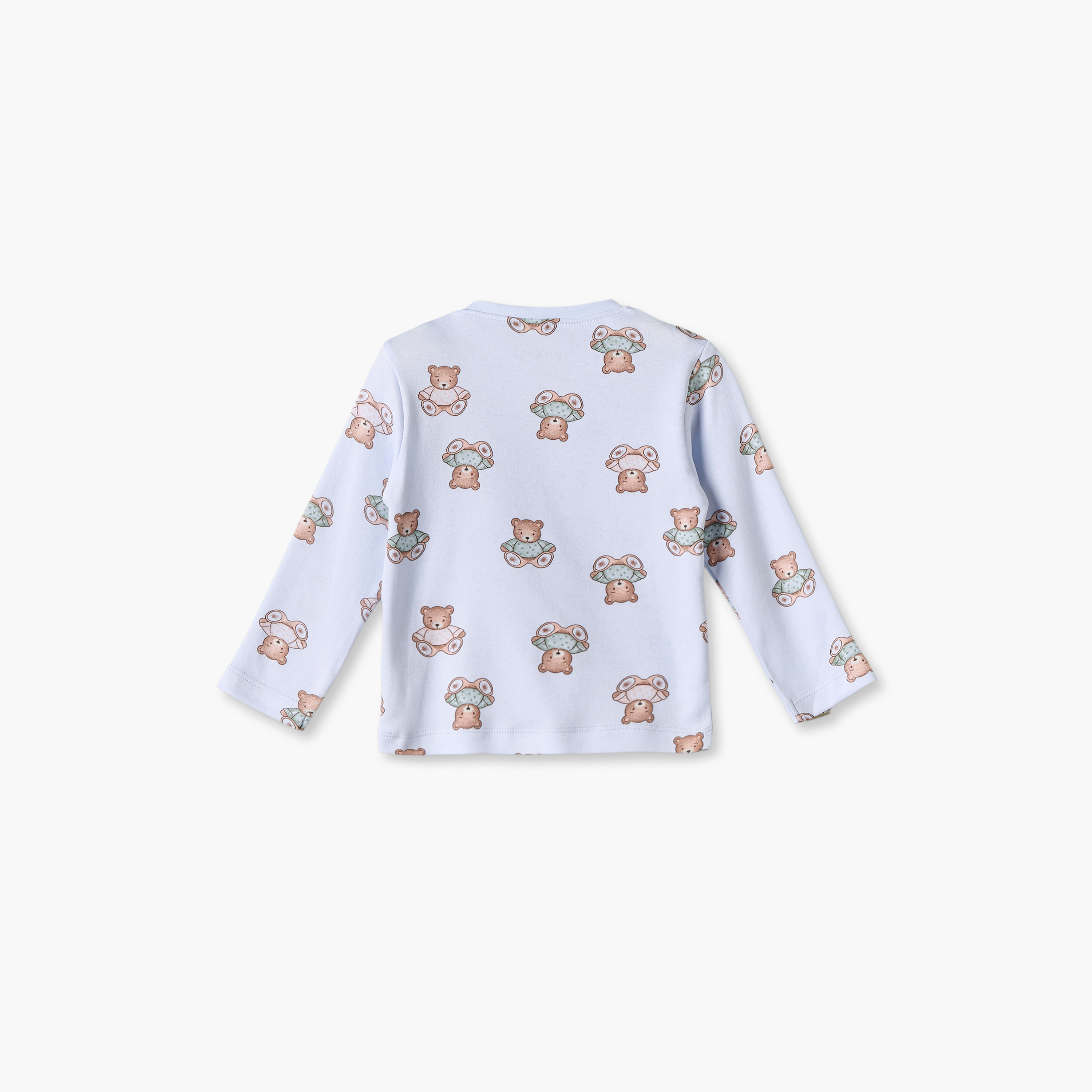 Pack of 3 Juniors Cotton Crew Neck Long Sleeves Pyjama Set with Teddy Bear Print-baby-girls-clothing-nightwear-pyjamasets-image-8
