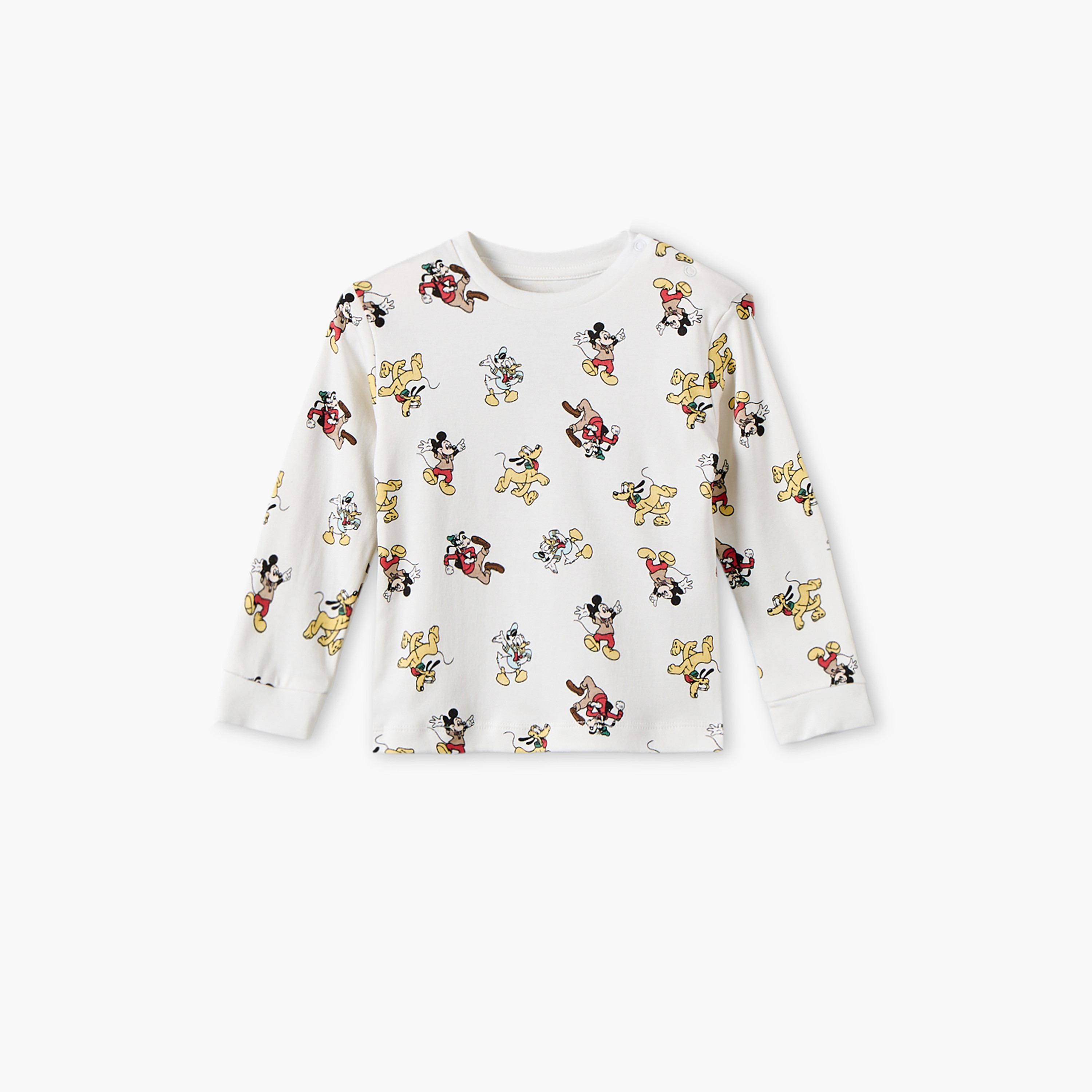 Pack of 2 Disney Cotton Crew Neck Long Sleeves Pyjama Set with Mickey Mouse Print-baby-boys-clothing-nightwear-pyjamasets-image-5