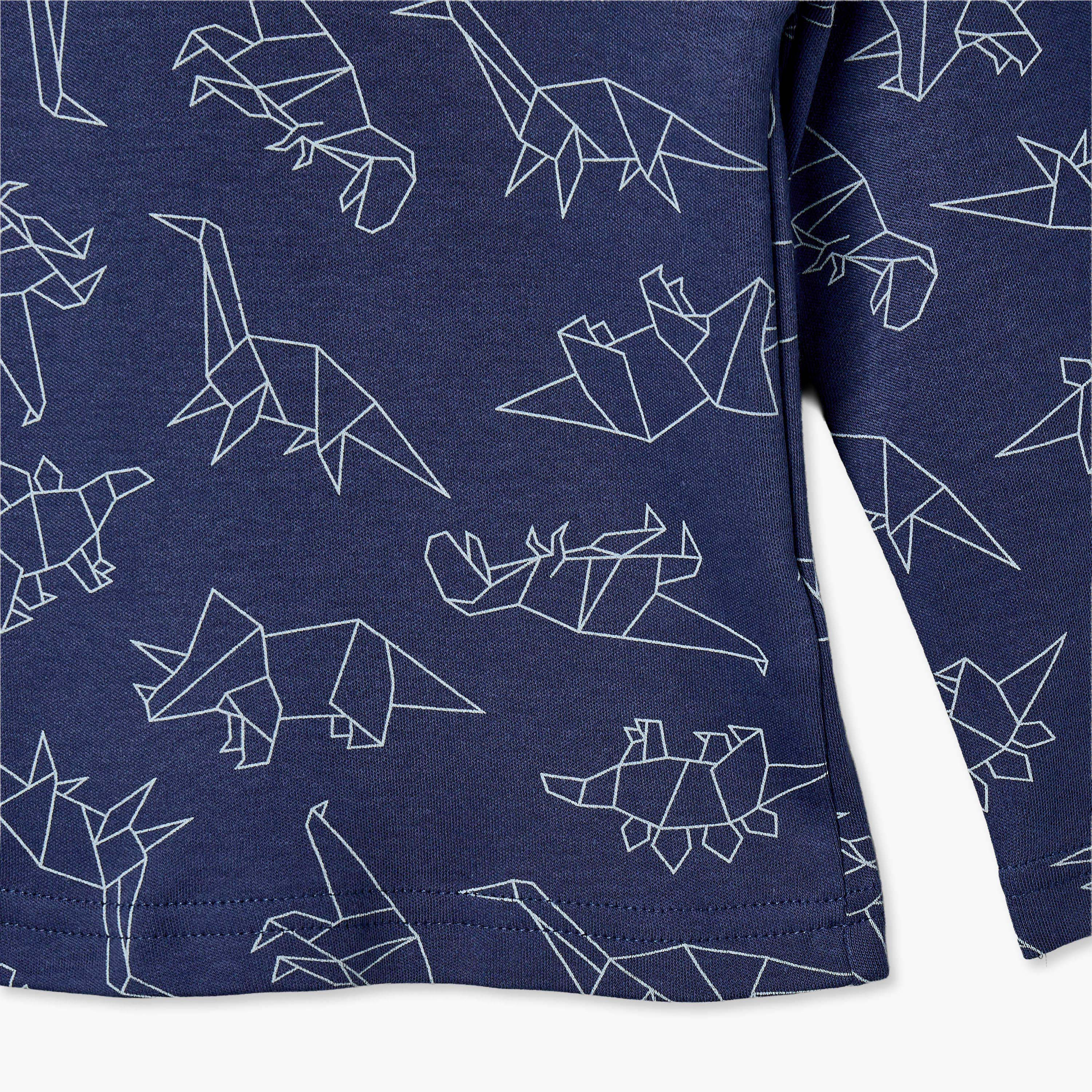 Pack of 4 Juniors Crew Neck Long Sleeves Pyjama Set with Dinosaur Print-baby-boys-clothing-nightwear-pyjamasets-image-13