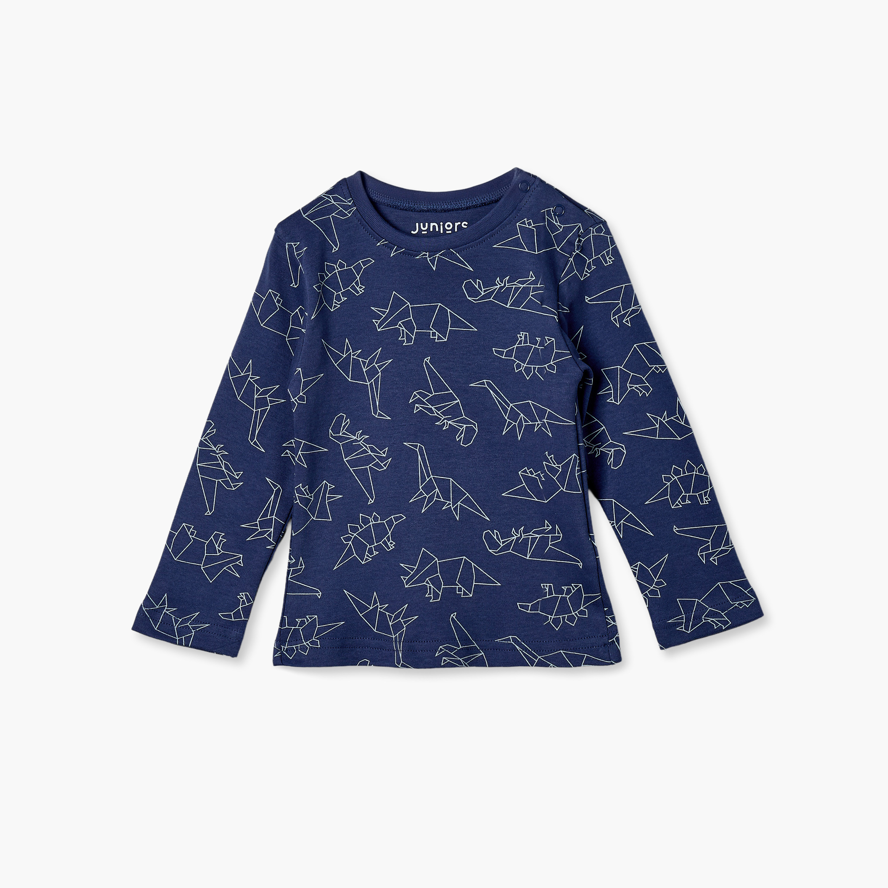 Pack of 4 Juniors Crew Neck Long Sleeves Pyjama Set with Dinosaur Print-baby-boys-clothing-nightwear-pyjamasets-image-2