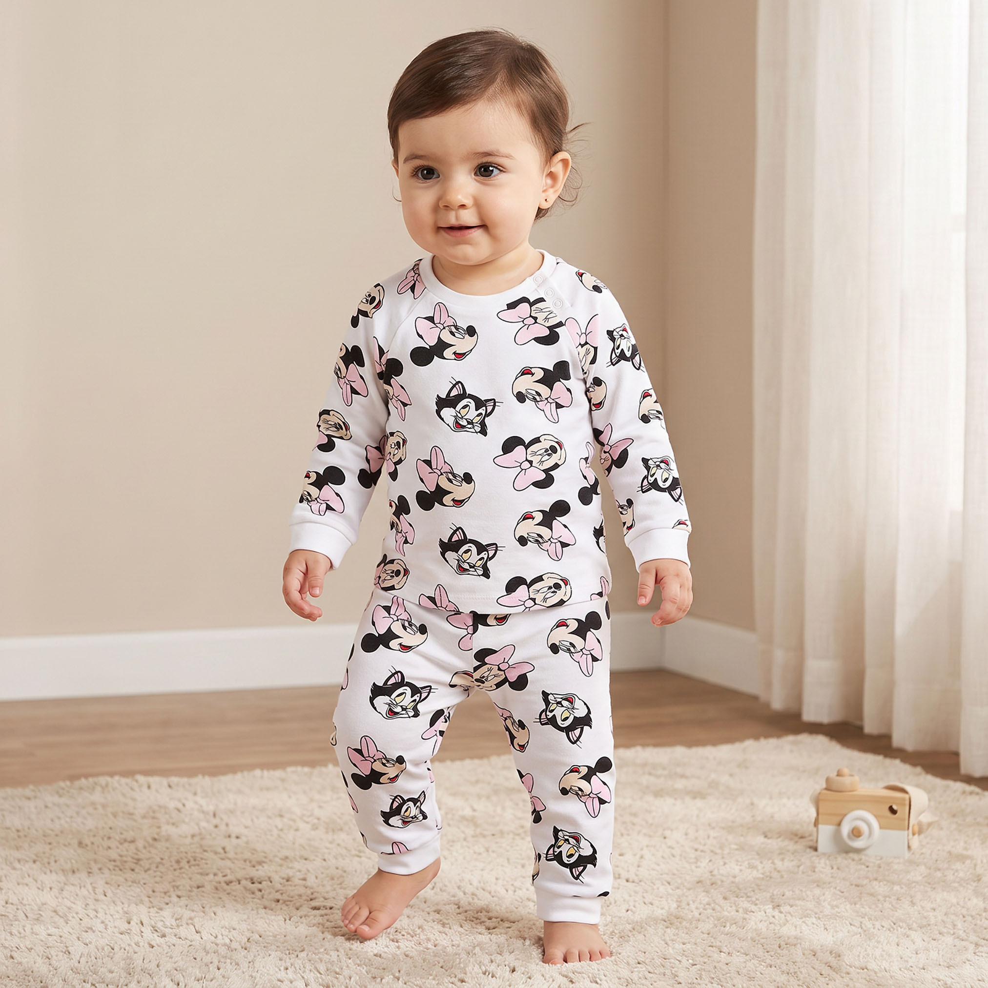 Pack of 2 Disney Cotton Crew Neck Long Sleeves Pyjama Set with Minnie Mouse Print-baby-girls-clothing-nightwear-pyjamasets-image-2