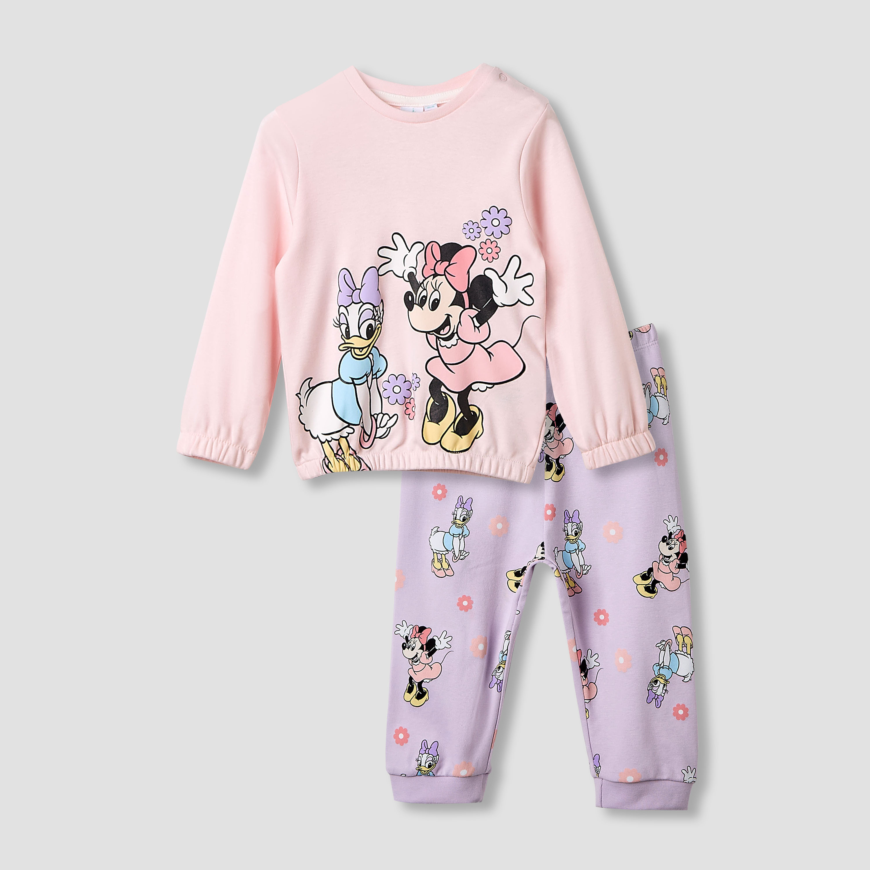 Juniors Pyjama Set with Minnie Mouse and Daisy Duck Print - Cotton - Long Sleeves - Round Neck-promo_babyshop_Buy2for79_KWT130126-image-1