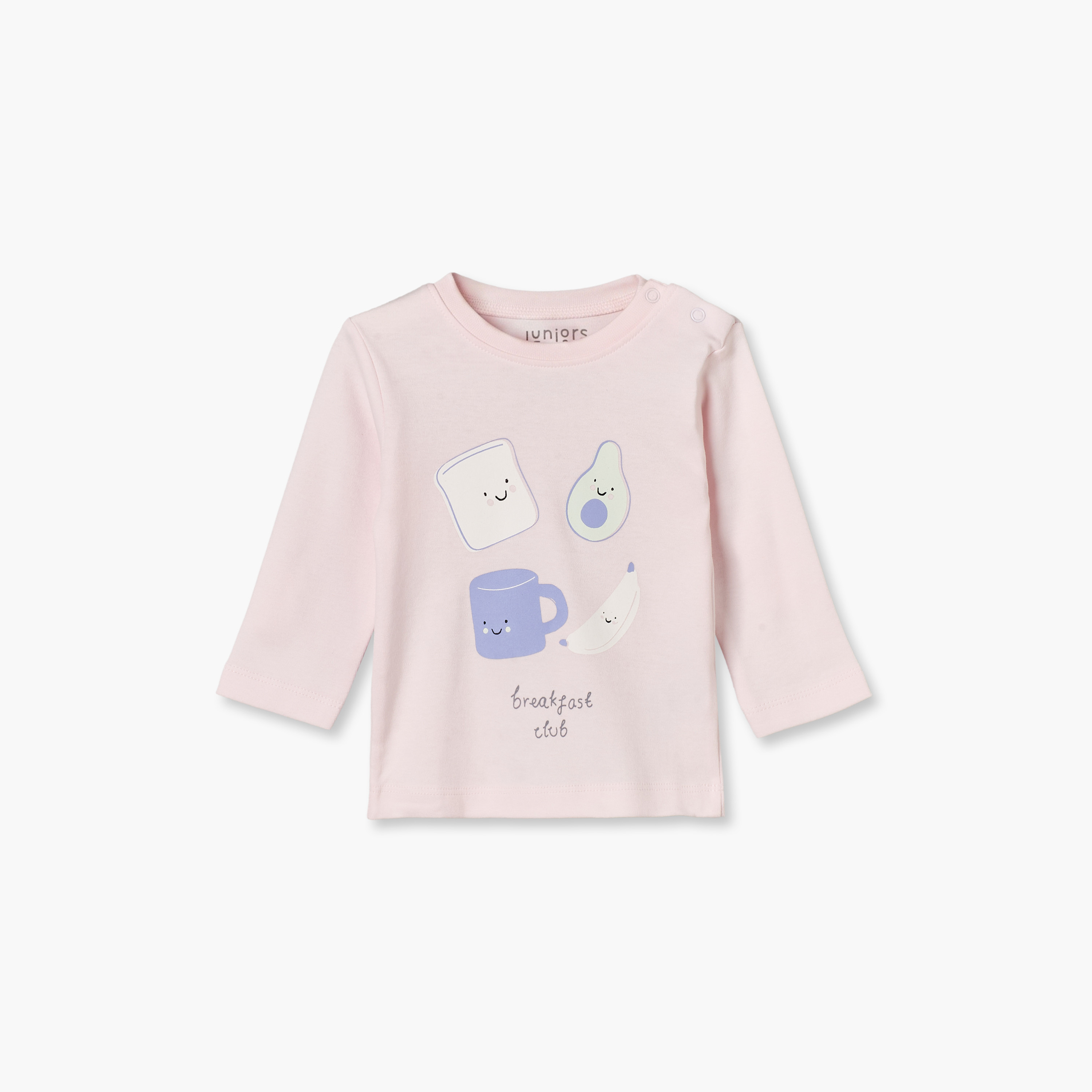 Pack of 4 Juniors Cotton Crew Neck Long Sleeves Pyjama Set with Breakfast Print-baby-girls-clothing-nightwear-pyjamasets-image-3