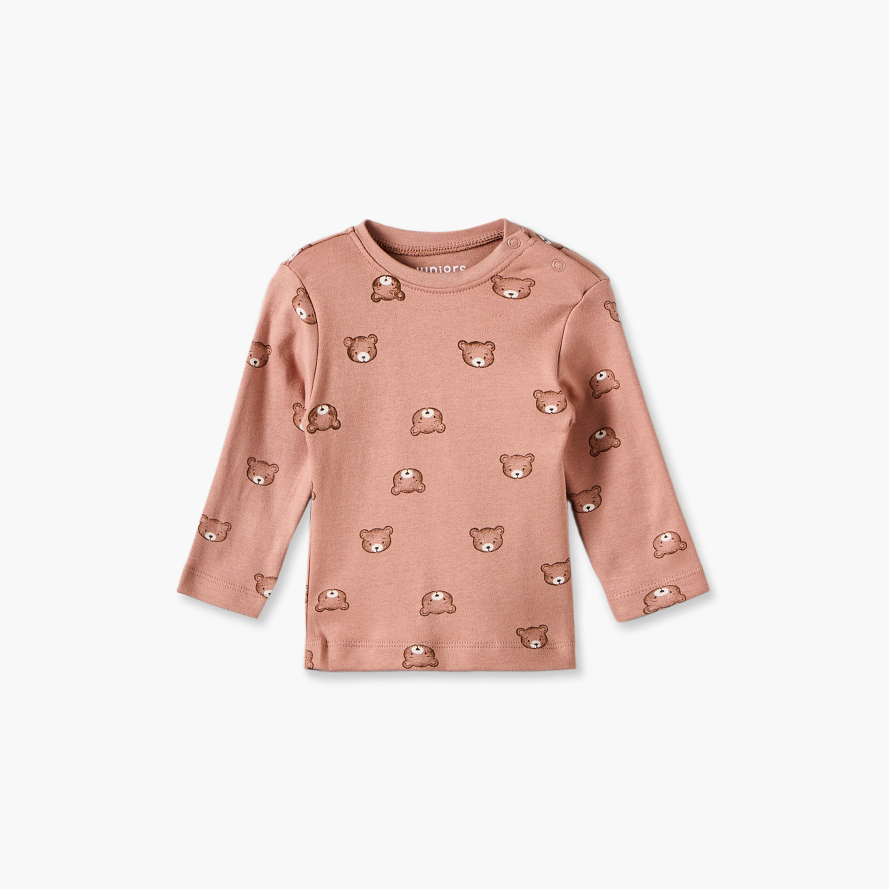 Juniors Cotton Crew Neck Long Sleeves Pyjama Set with Teddy Bear Print-baby-girls-clothing-nightwear-pyjamasets-image-3