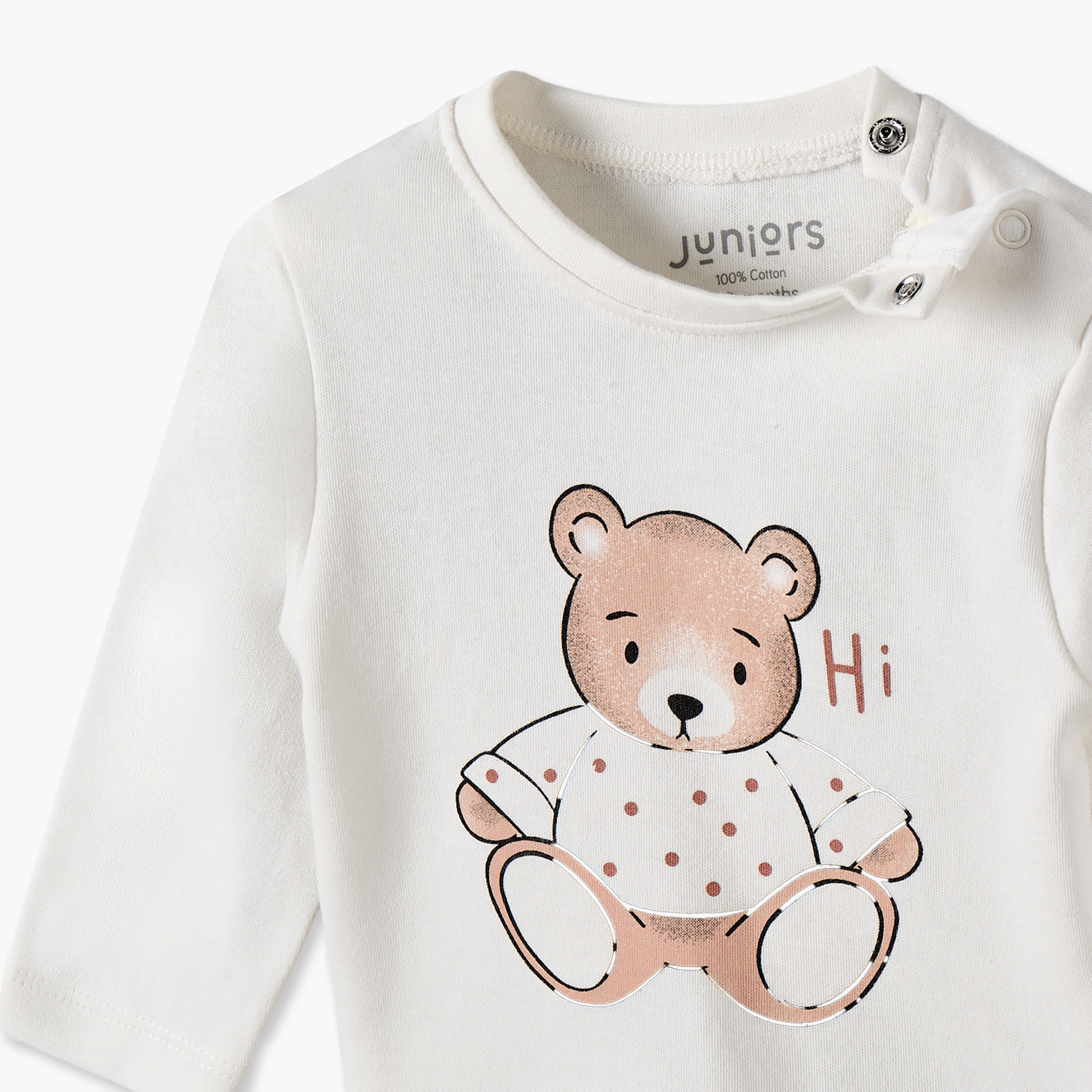Juniors Cotton Crew Neck Long Sleeves Pyjama Set with Teddy Bear Print-baby-girls-clothing-nightwear-pyjamasets-image-7