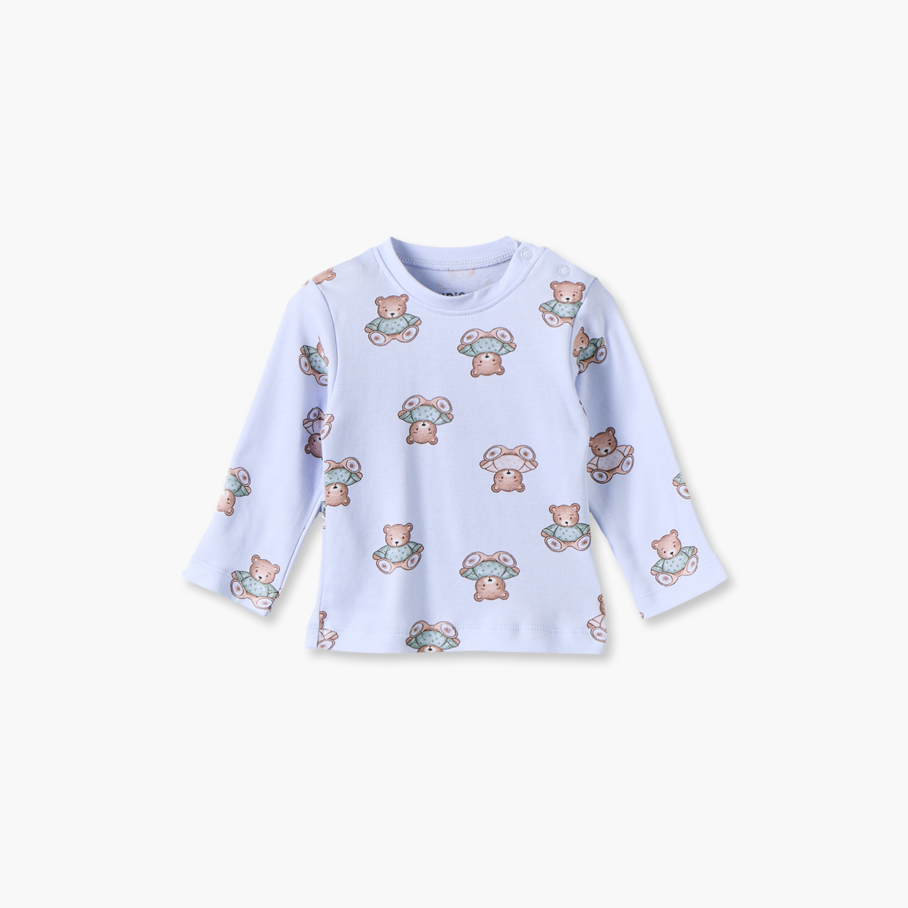 Juniors Cotton Crew Neck Long Sleeves Pyjama Set with Teddy Bear Print-baby-girls-clothing-nightwear-pyjamasets-image-3