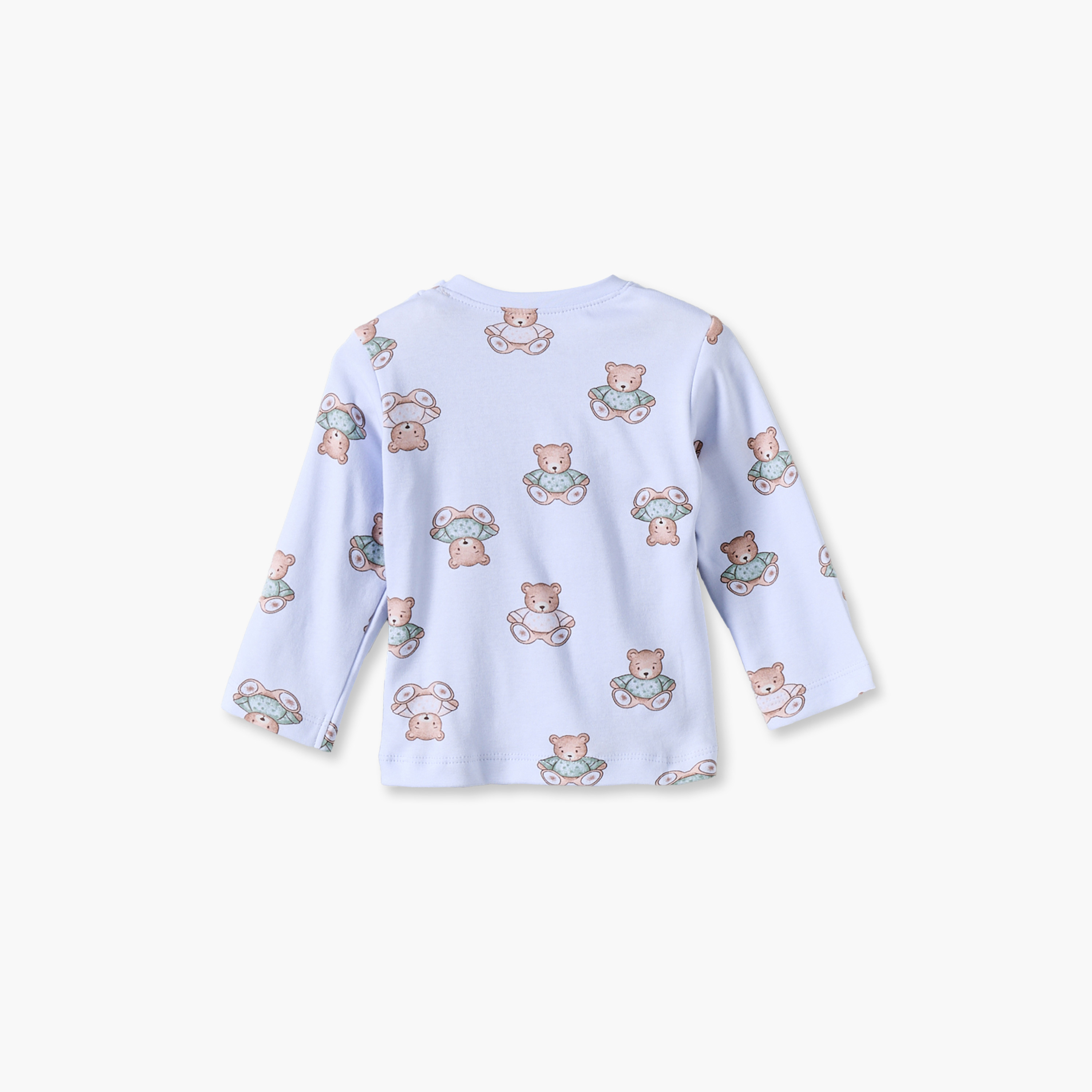 Juniors Cotton Crew Neck Long Sleeves Pyjama Set with Teddy Bear Print-baby-girls-clothing-nightwear-pyjamasets-image-5