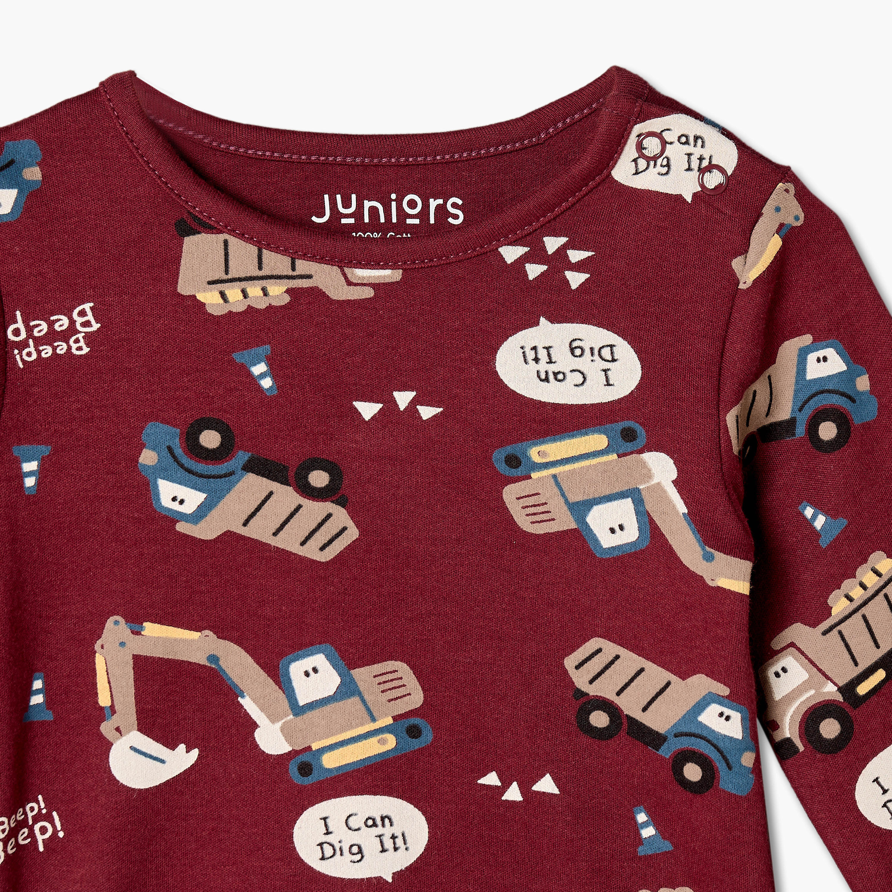 Juniors Cotton Crew Neck Long Sleeves Pyjama Set with Construction Vehicle Print-baby-boys-clothing-nightwear-pyjamasets-image-6