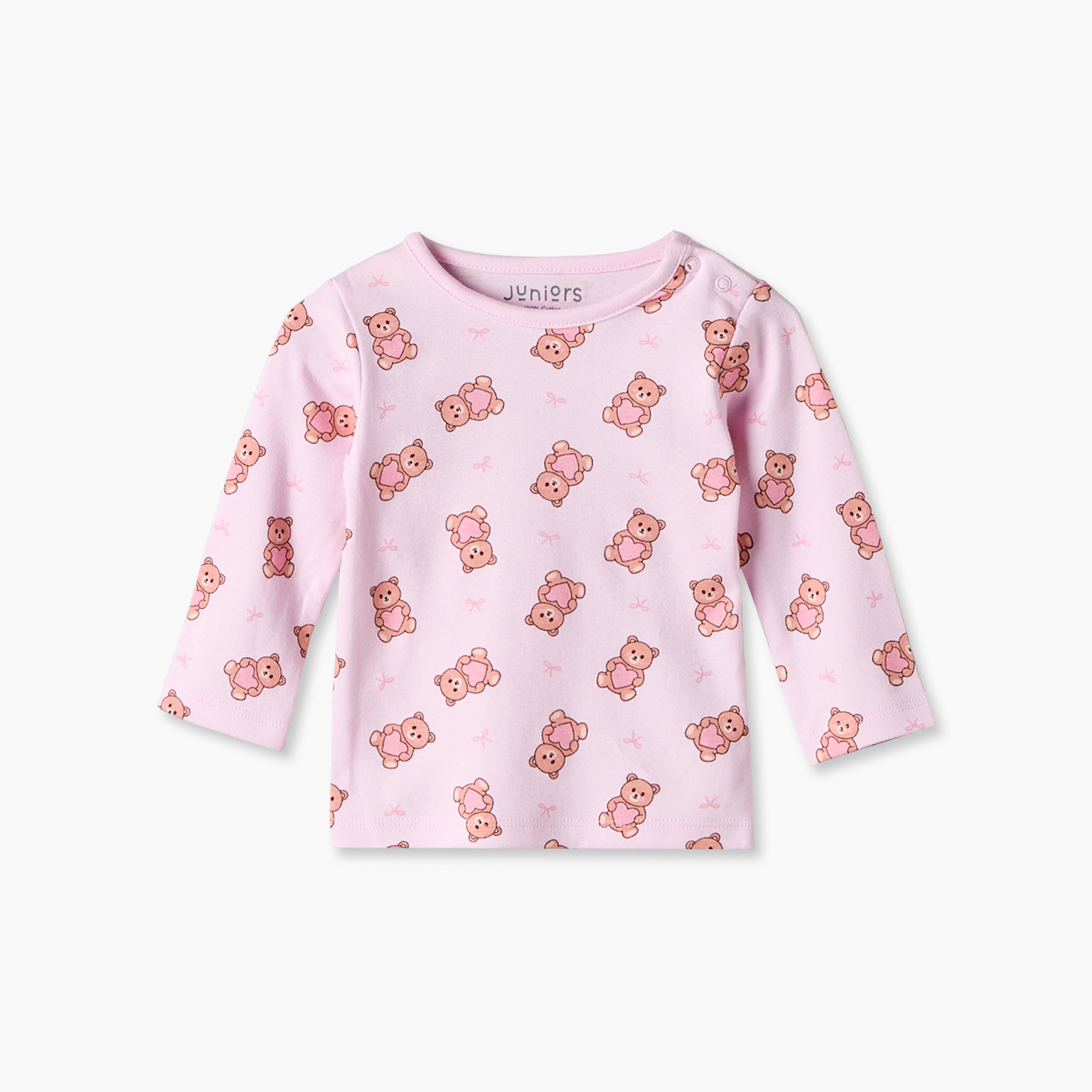 Juniors Bamboo Crew Neck Long Sleeves Pyjama Set with Teddy Print-baby-girls-clothing-nightwear-pyjamasets-image-2