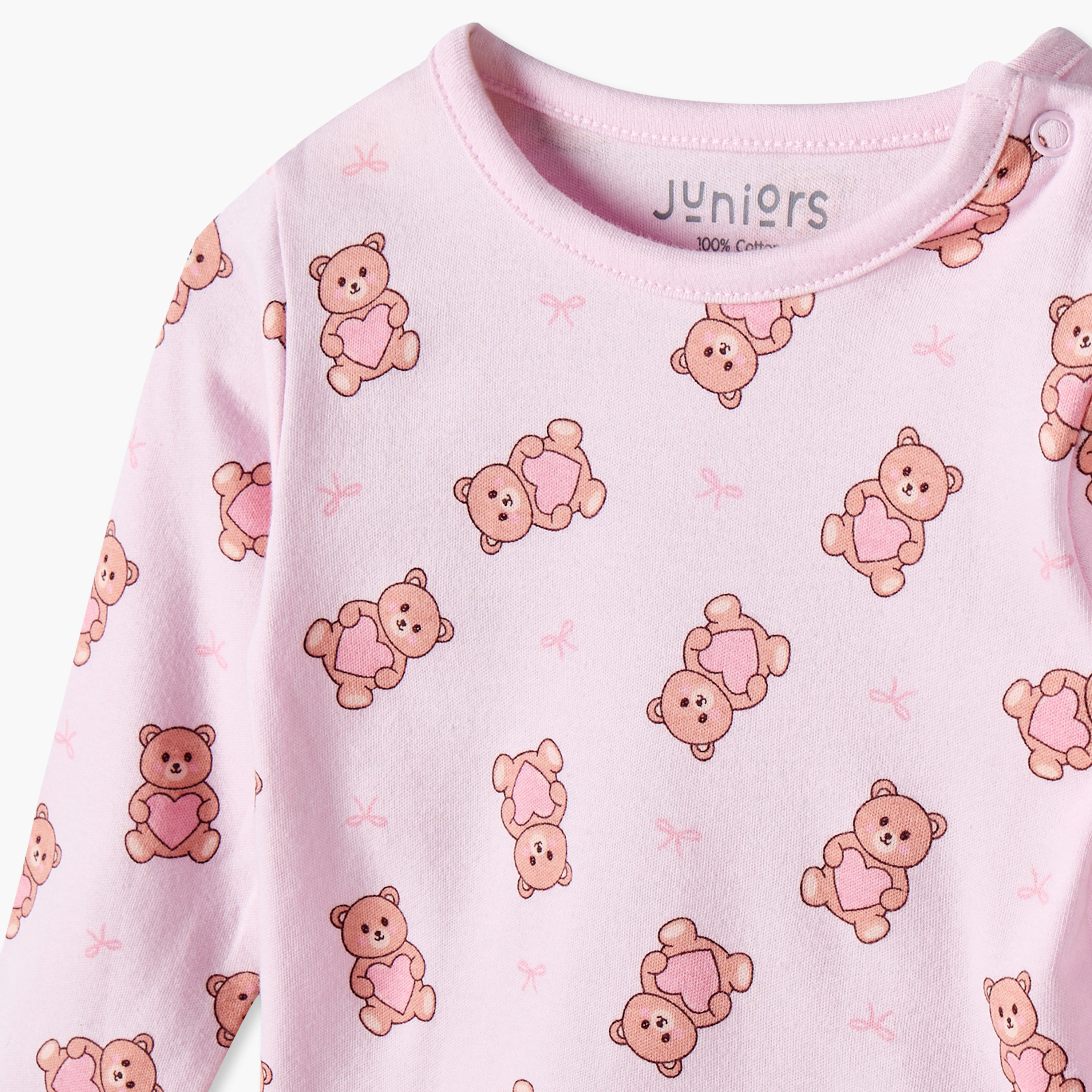 Juniors Bamboo Crew Neck Long Sleeves Pyjama Set with Teddy Print-baby-girls-clothing-nightwear-pyjamasets-image-6