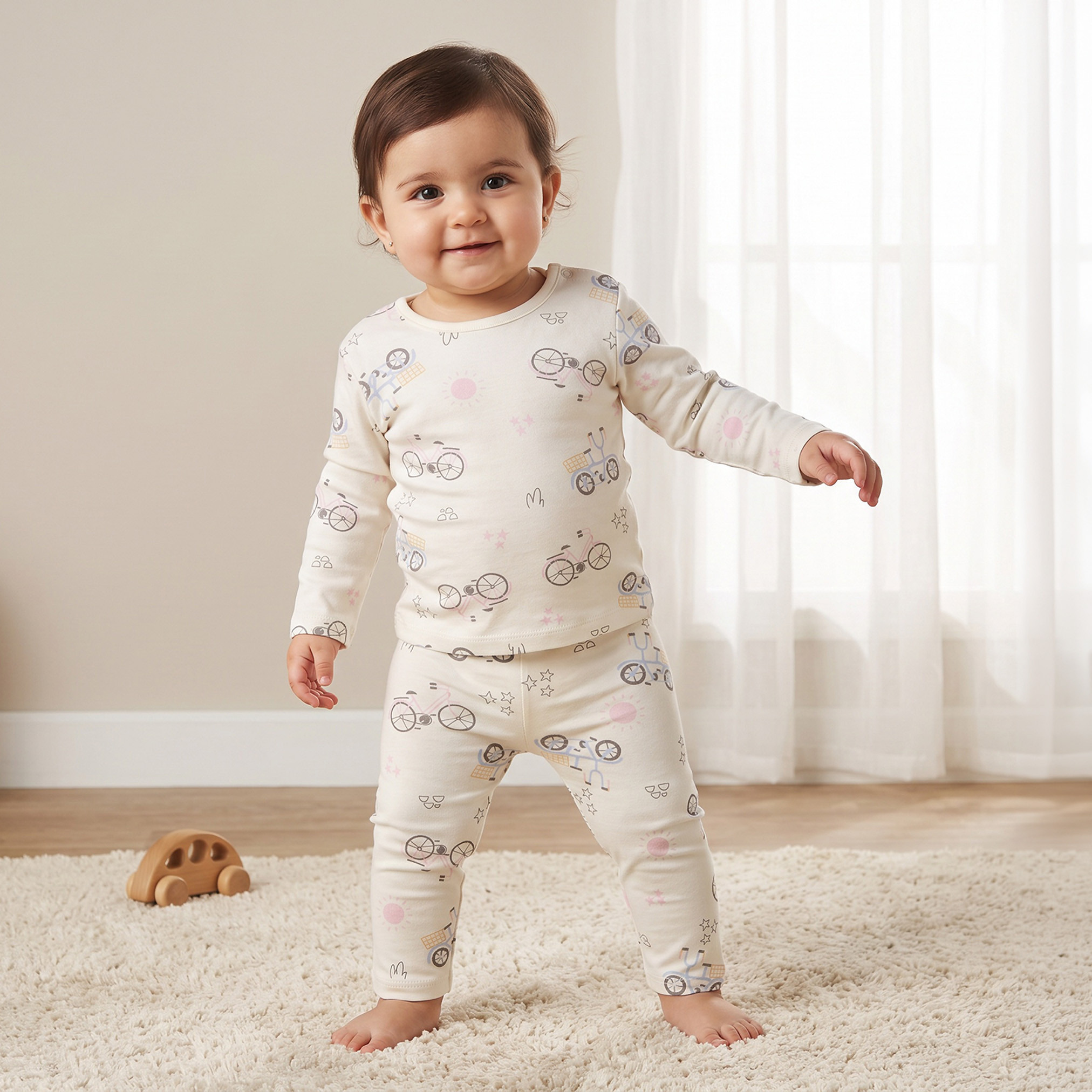 Juniors Cotton Crew Neck Long Sleeves Pyjama Set with Cycle Print-baby-girls-clothing-nightwear-pyjamasets-image-1