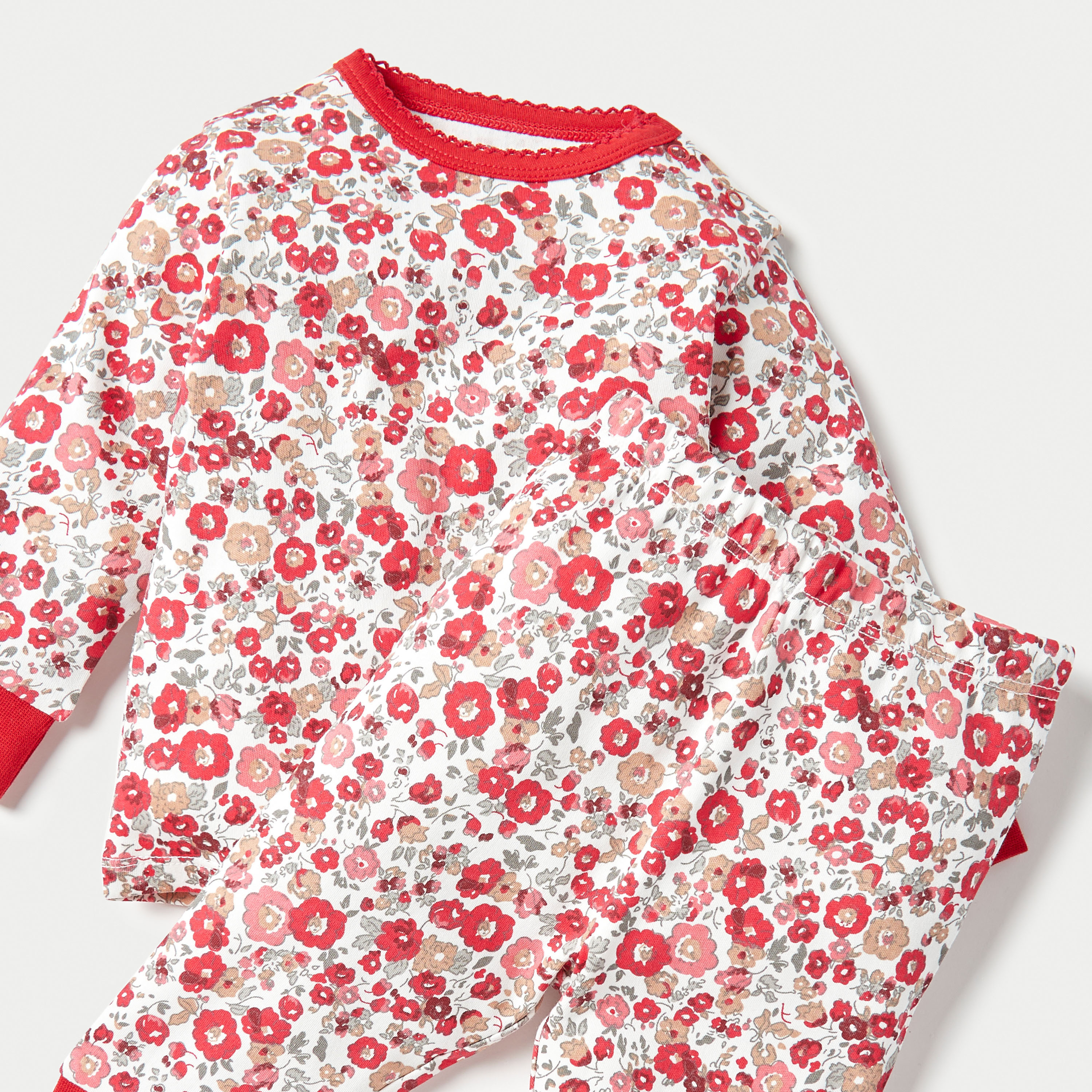 Juniors Floral Print Long Sleeves T-shirt with Pyjamas - Set of 2-baby-girls-clothing-nightwear-pyjamasets-image-3