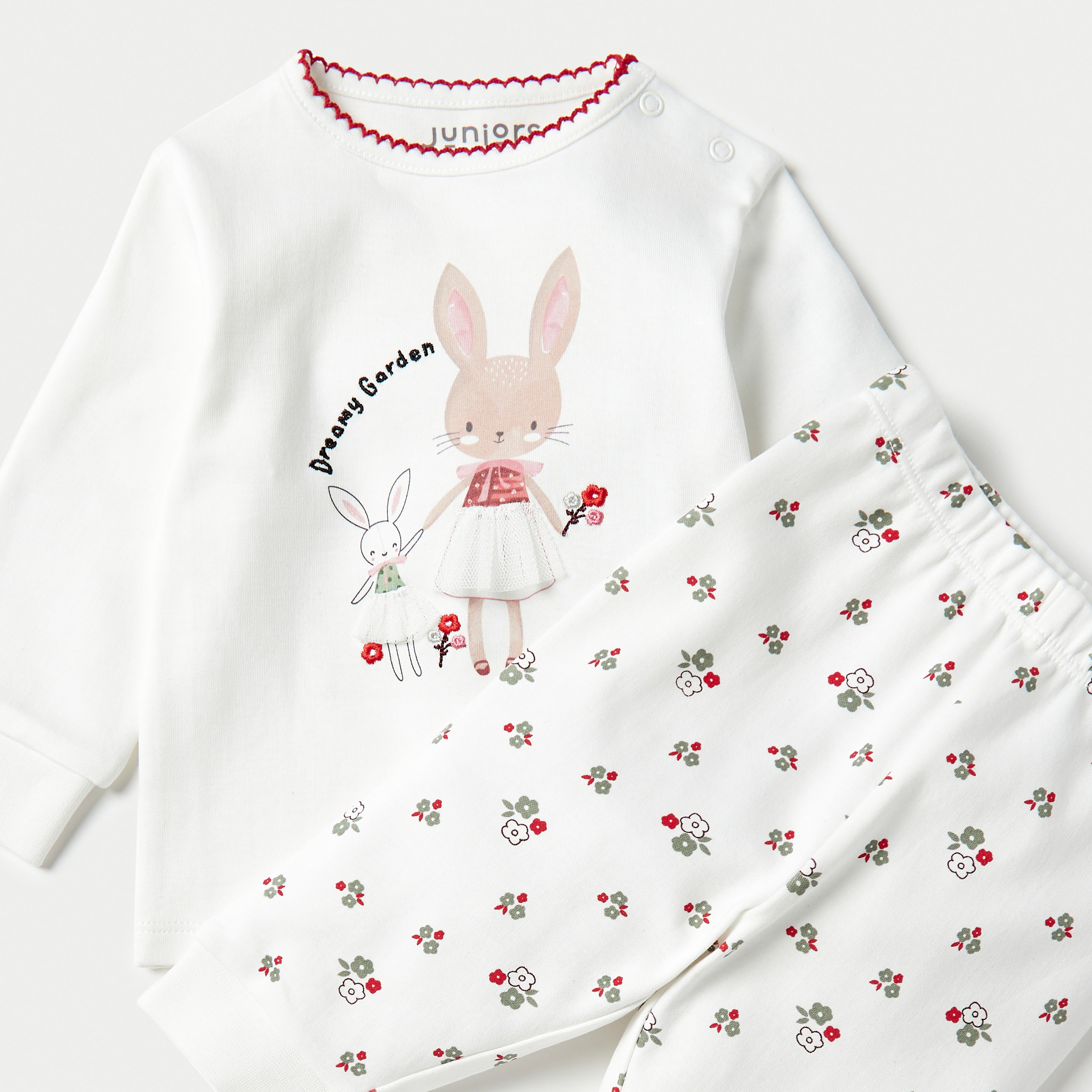 Juniors Floral Print Long Sleeves T-shirt with Pyjamas - Set of 2-baby-girls-clothing-nightwear-pyjamasets-image-5