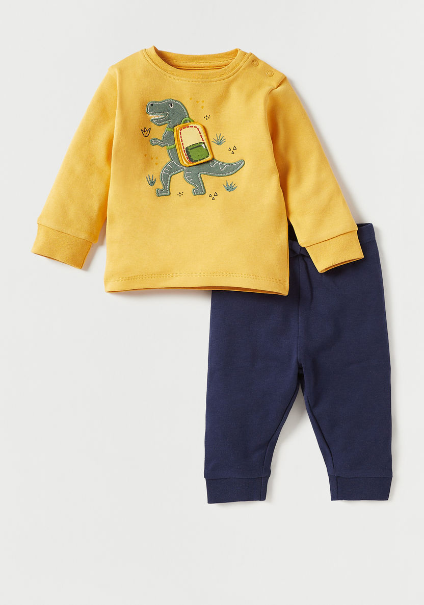 Buy Baby Boys' Juniors Dinosaur Applique Detail T-shirt and Pyjama ...