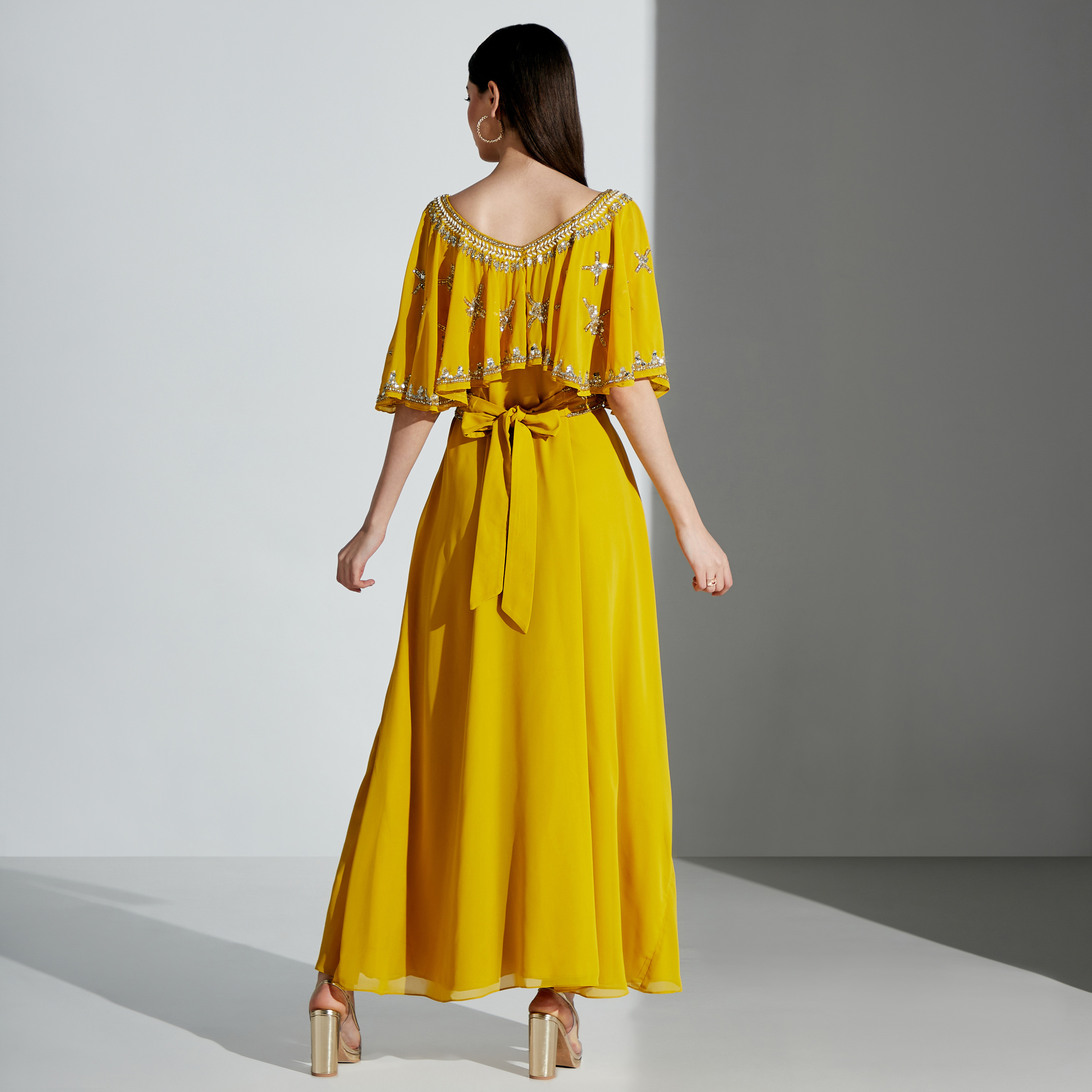 Nirraamyaa Embellished Maxi Cape Dress-women-arabicclothing-kaftan-image-5