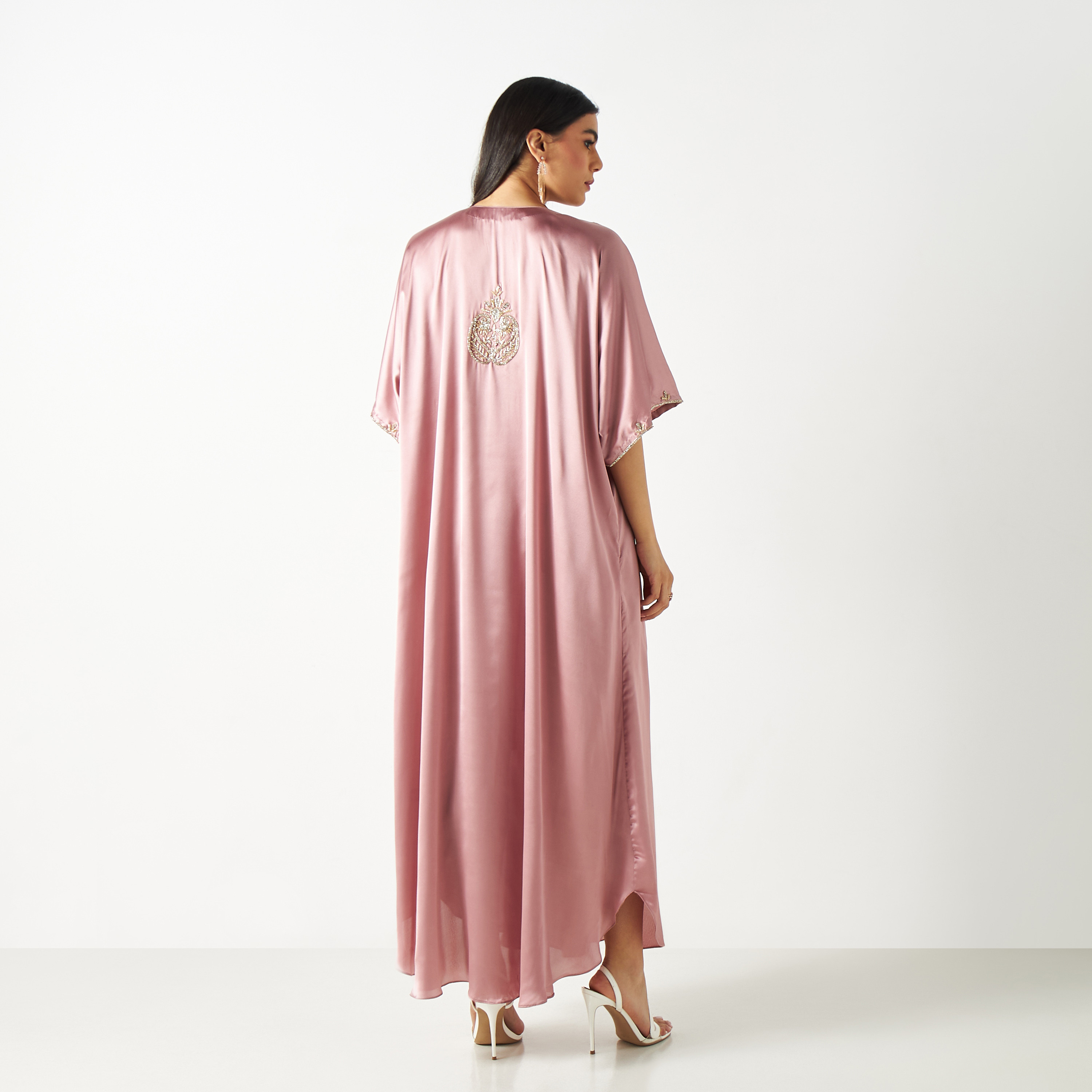 Embellished Maxi Kaftan with Flutter Sleeves-women-arabicclothing-kaftan-image-4