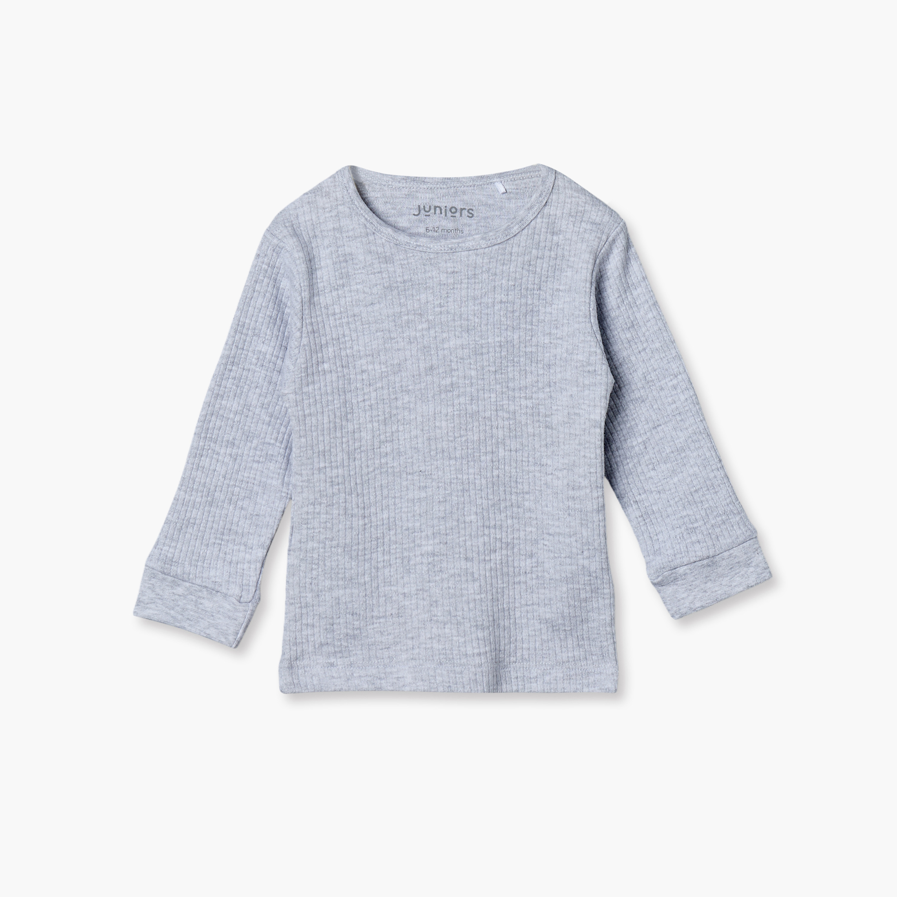 ملابس حرارية مضلعة بياقة مستديرة وأكمام طويلة من جونيورز - عبوة من طقمين-baby-girls-clothing-winterwear-thermalsets-image-2