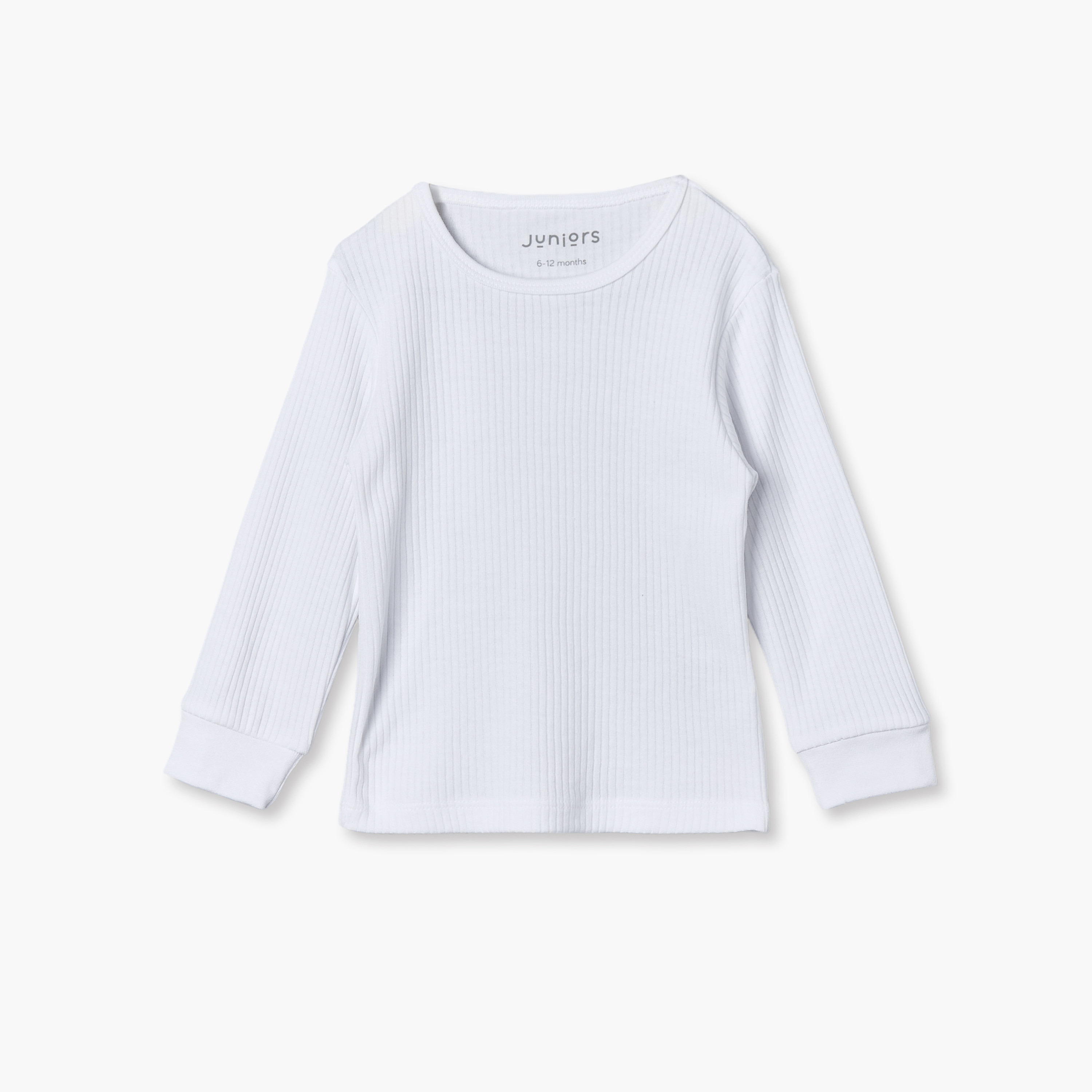 ملابس حرارية مضلعة بياقة مستديرة وأكمام طويلة من جونيورز - عبوة من طقمين-baby-girls-clothing-winterwear-thermalsets-image-4