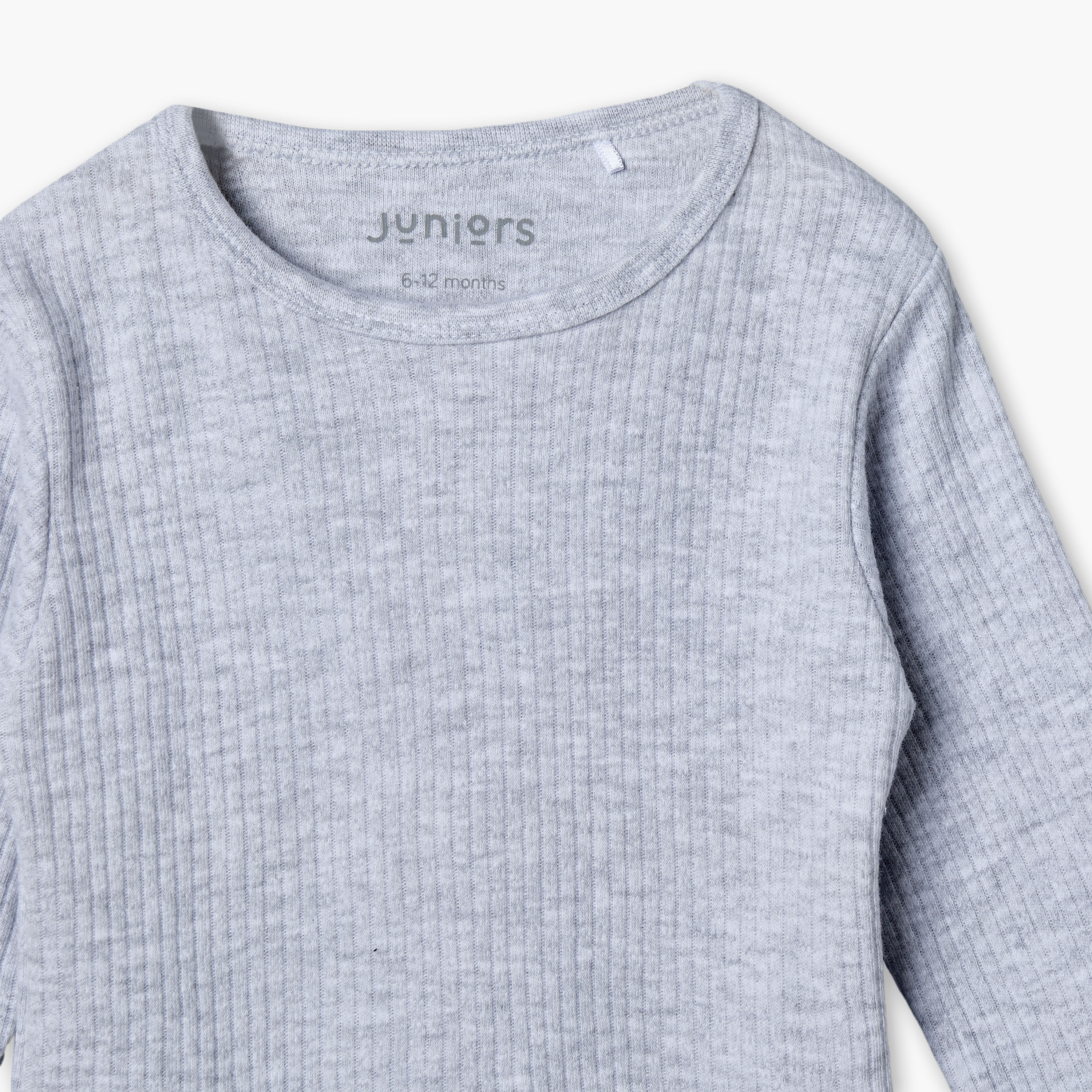 ملابس حرارية مضلعة بياقة مستديرة وأكمام طويلة من جونيورز - عبوة من طقمين-baby-girls-clothing-winterwear-thermalsets-image-8