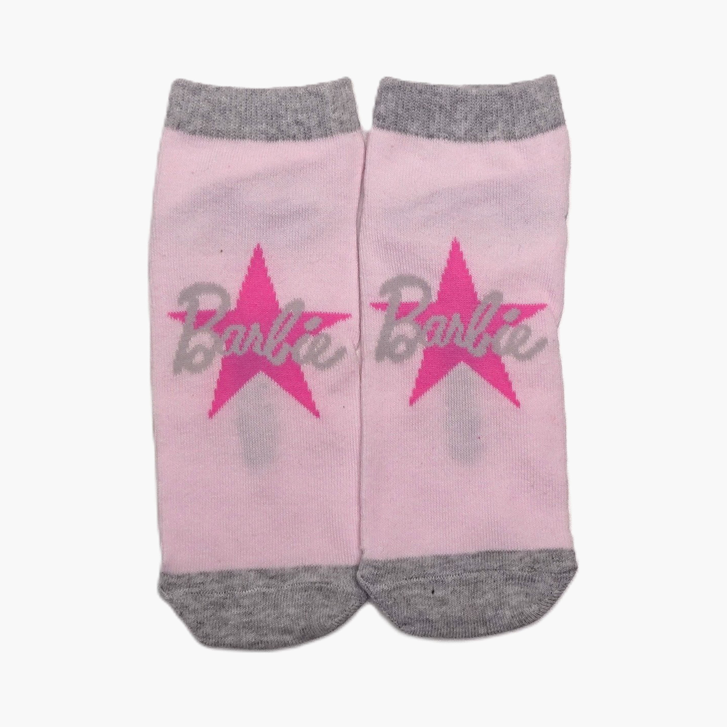 جوارب كاحل قطنية مطبوعة 3 أزواج من باربي-girls-accessories-socks-image-2