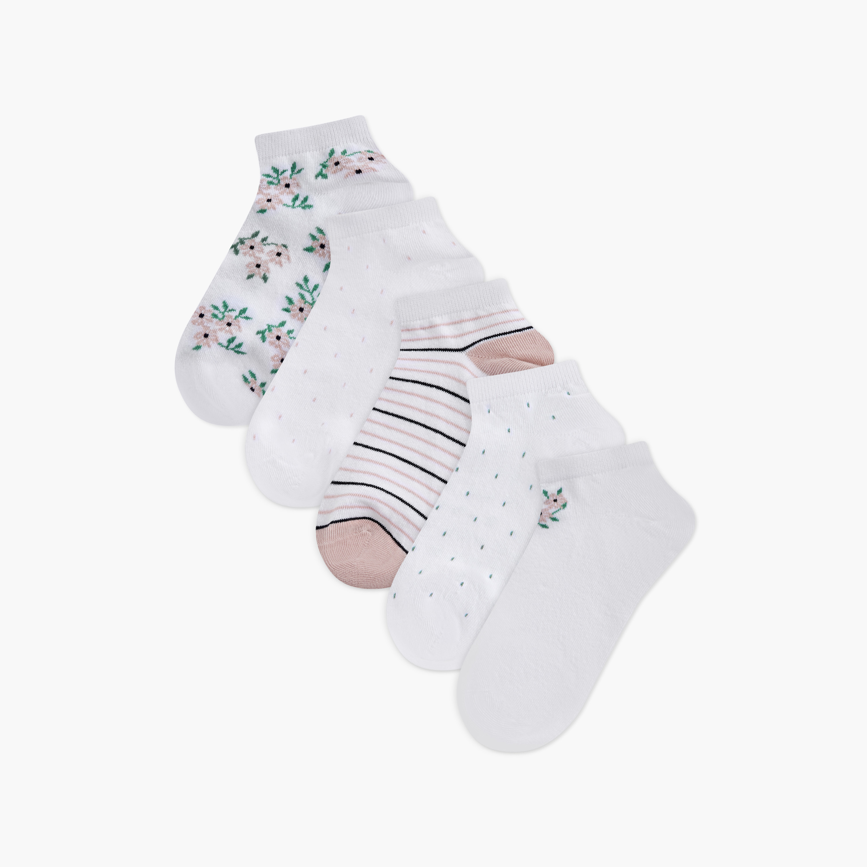 Flora Bella Assorted Ankle Length Socks - Set of 5-women-socksandstockings-image-1