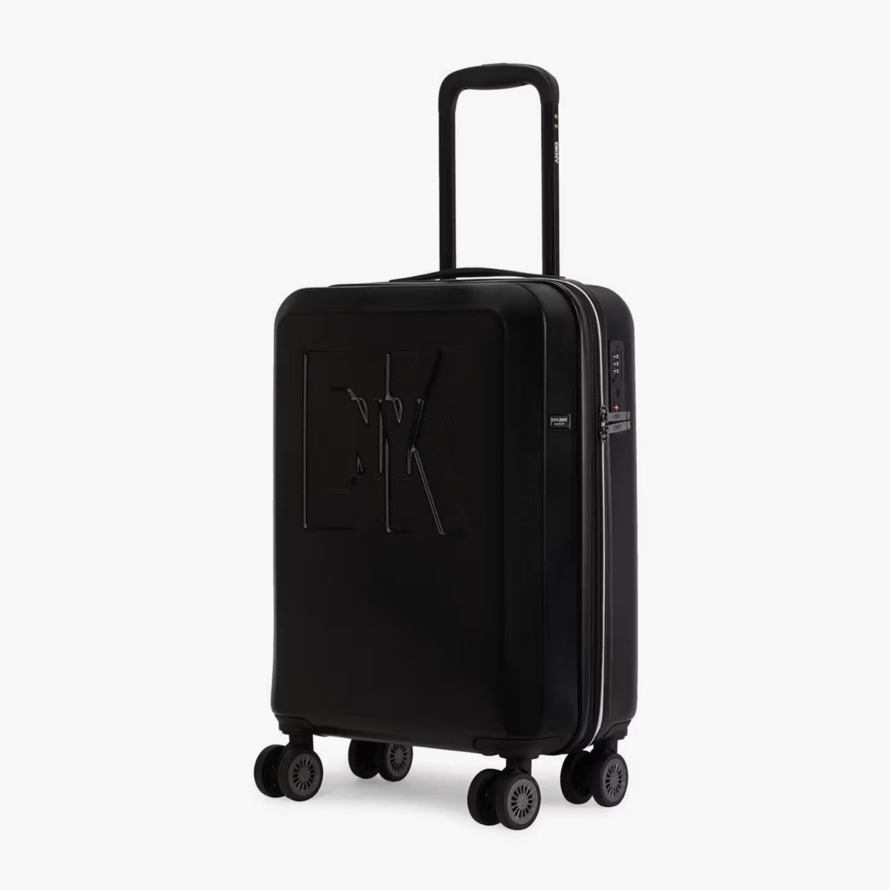 DKNY Logo Embossed Hardcase Luggage Trolley with Retractable Handle - 20 inches Cabin Bag-travel-luggagesandbags-luggage-image-1