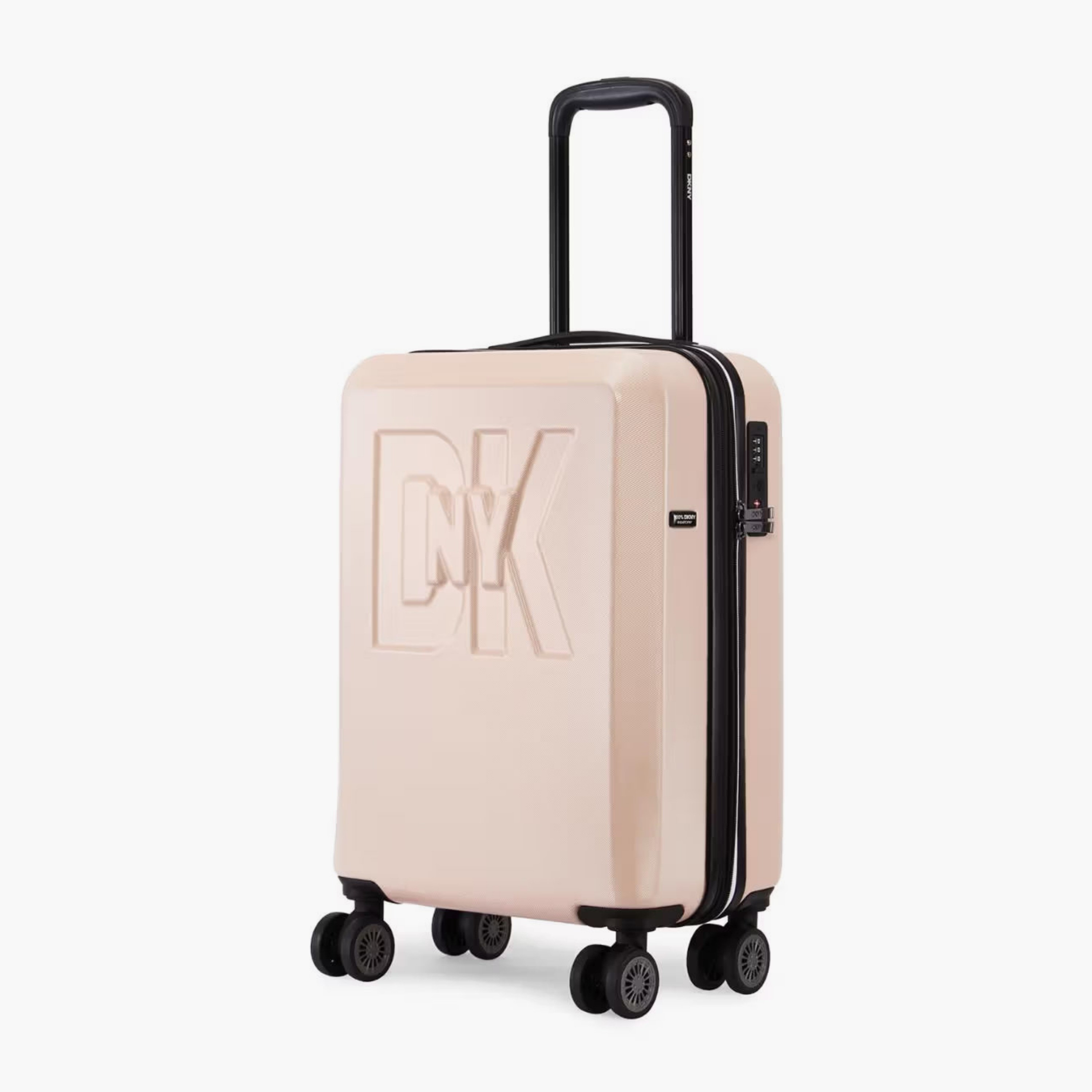 DKNY Logo Embossed Hardcase Luggage Trolley with Retractable Handle - 20 inches Cabin Bag-travel-luggagesandbags-luggage-image-1