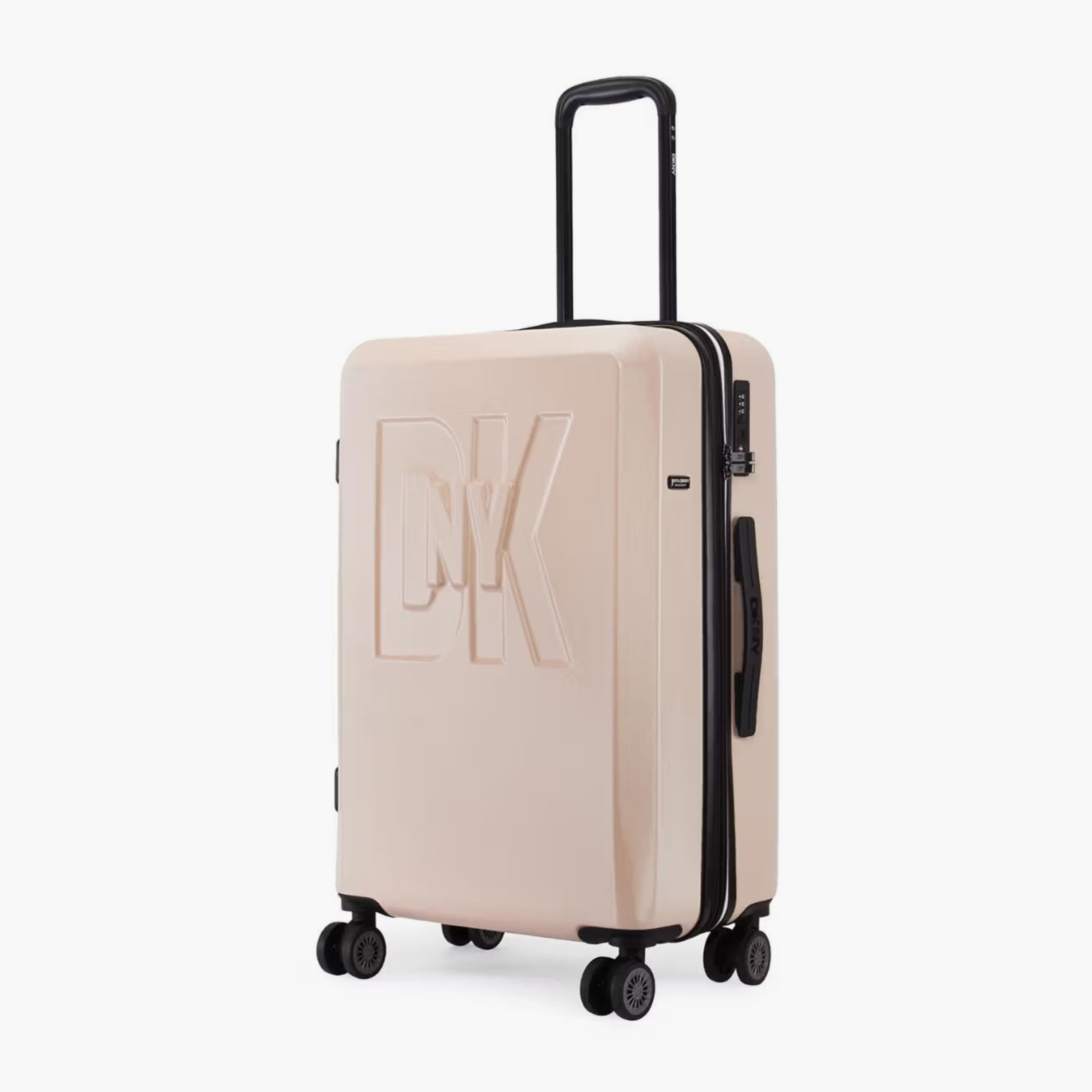 DKNY Logo Embossed Hardcase Luggage Trolley with Retractable Handle - 24 inches Check-In Bag-travel-luggagesandbags-luggage-image-1