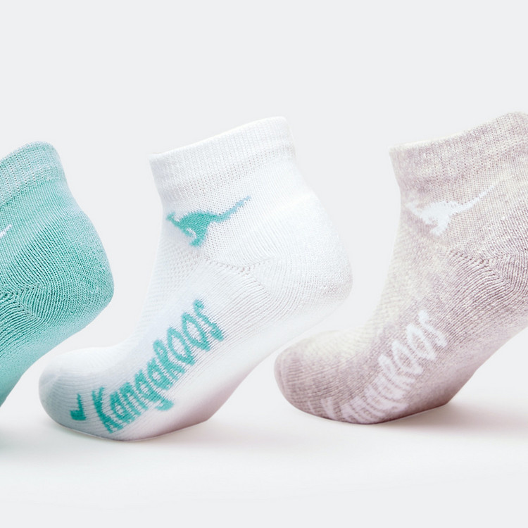 KangaRoos Logo Print Ankle Length Socks - Set of 3