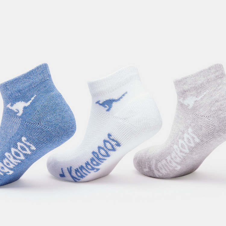 KangaRoos Logo Print Ankle Length Socks - Set of 3