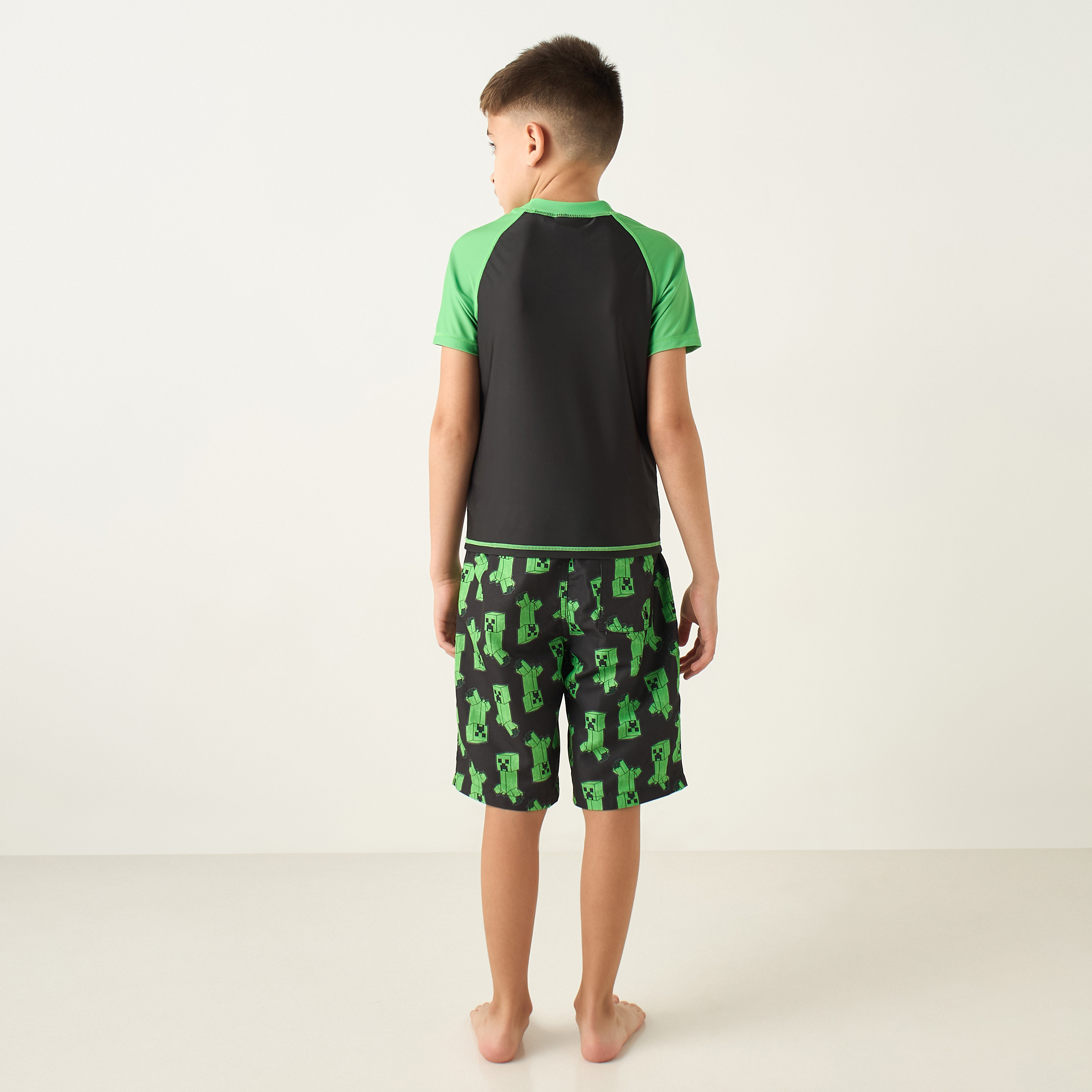 Minecraft Print Swim T-shirt and Shorts Set-boys-clothing-sportswear-swimwear-image-4