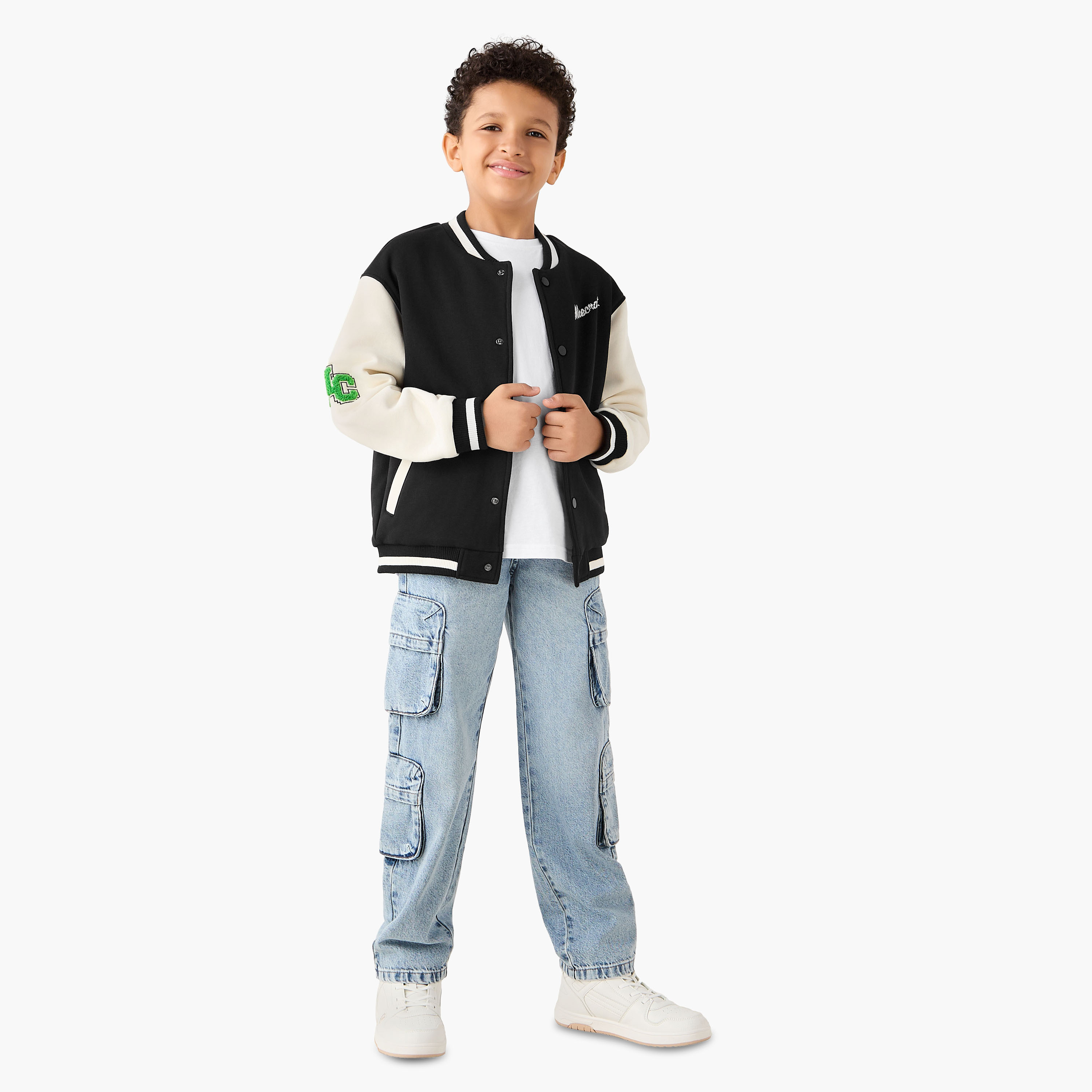 Minecraft Embroidered Bomber Jacket with Long Sleeves and Pockets-boys-clothing-jacketsandcoats-image-2