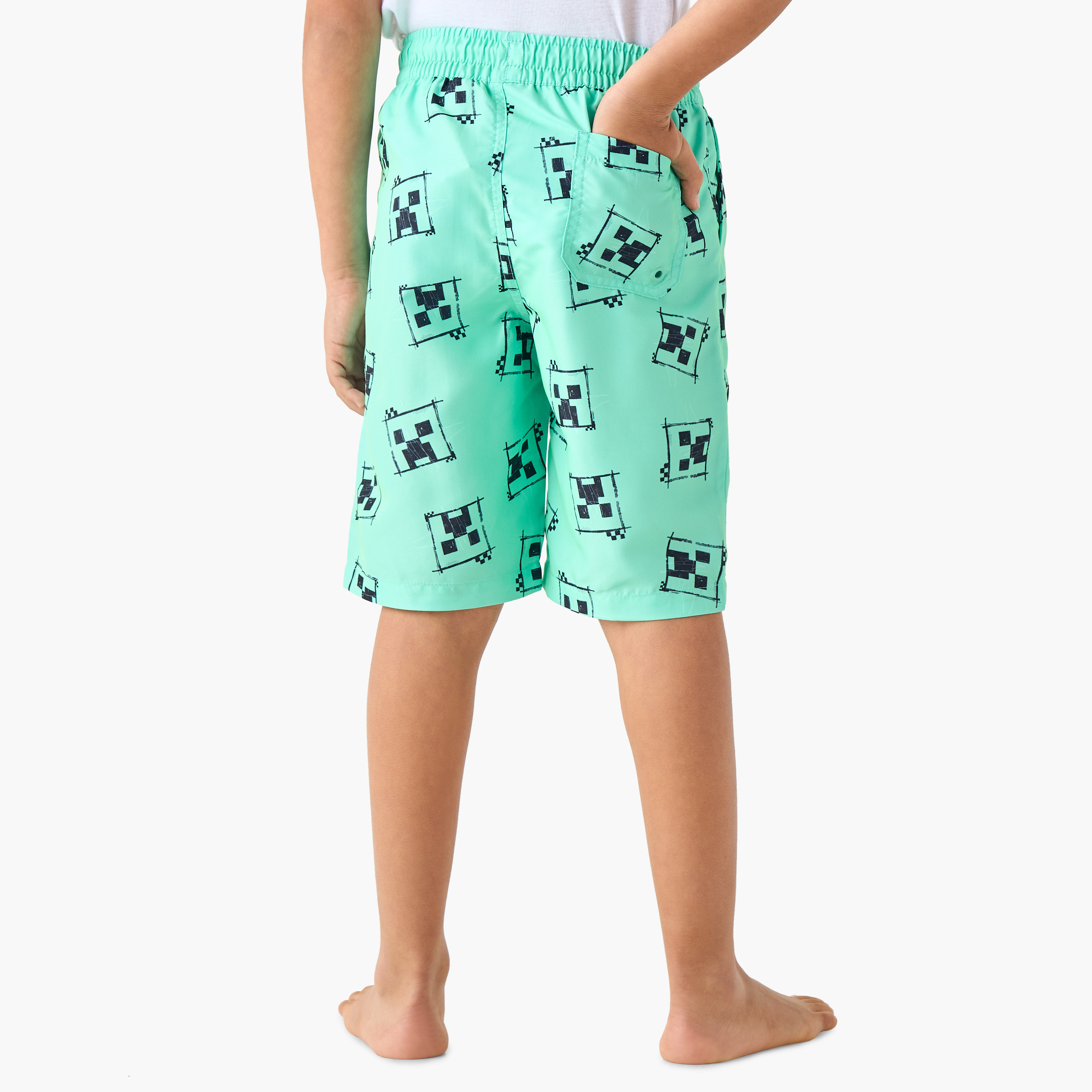 Minecraft Print Swim Shorts with Drawstring Closure-sports-boys-clothing-swimwear-image-3